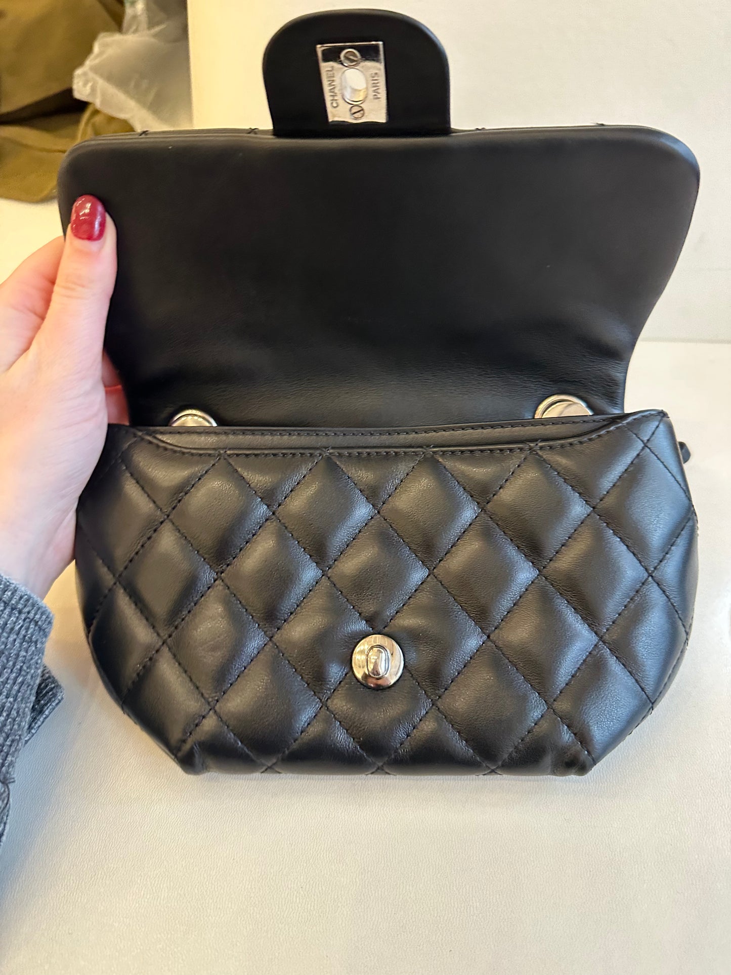 Chanel Black Lambskin Bum Bag SHW