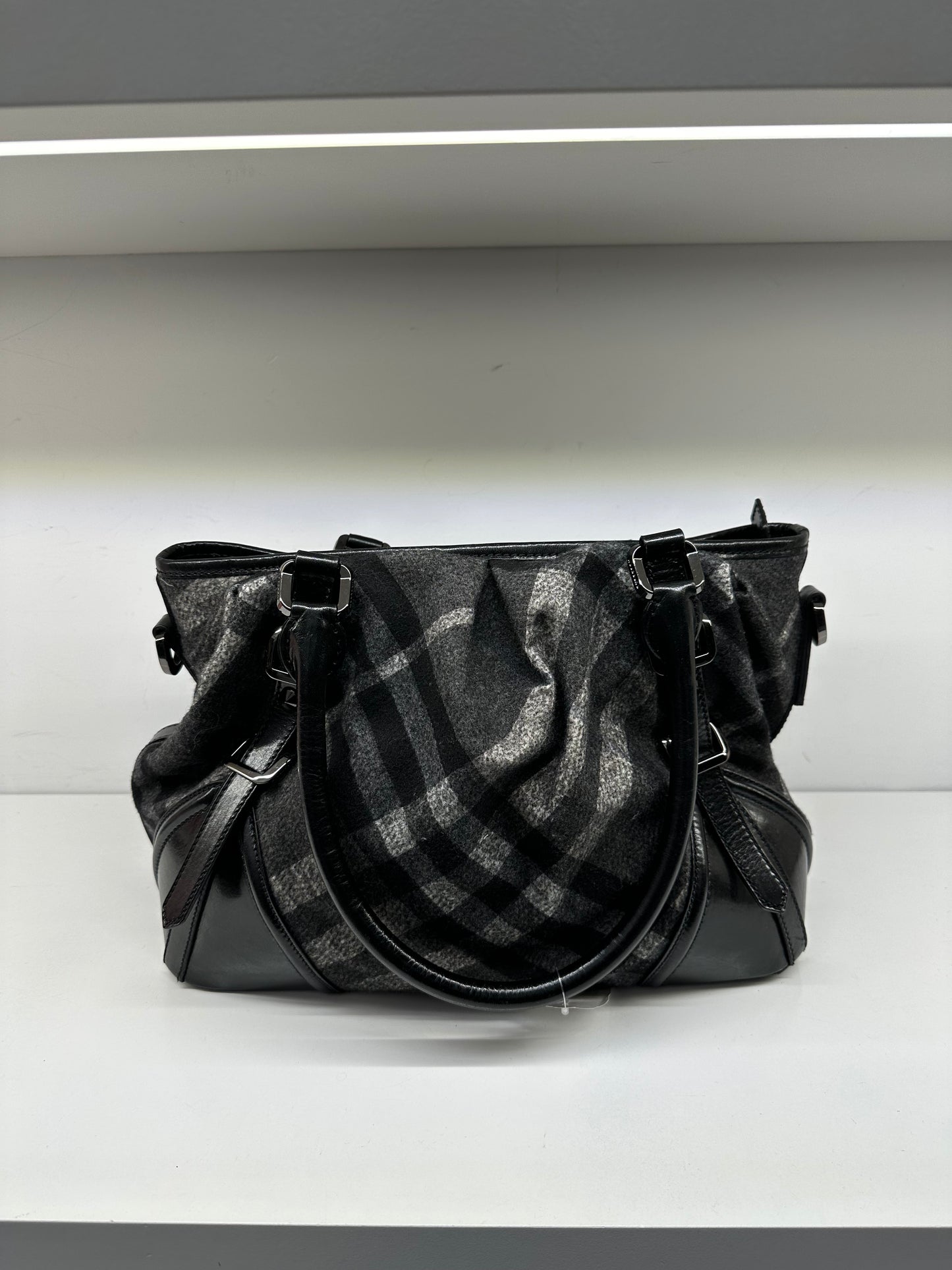 Burberry Grey & Black Tartan Shoulder Bag