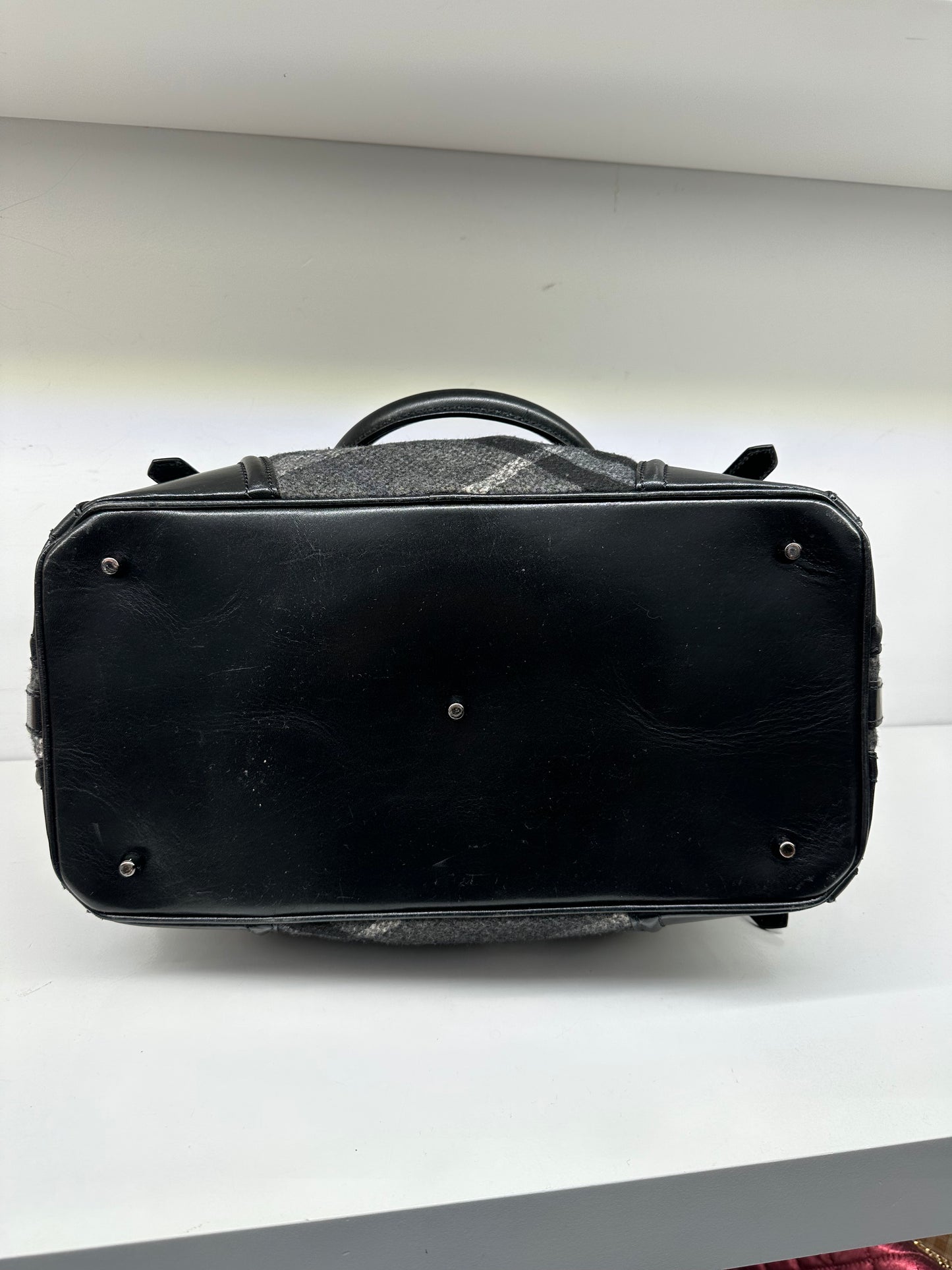Burberry Grey & Black Tartan Shoulder Bag