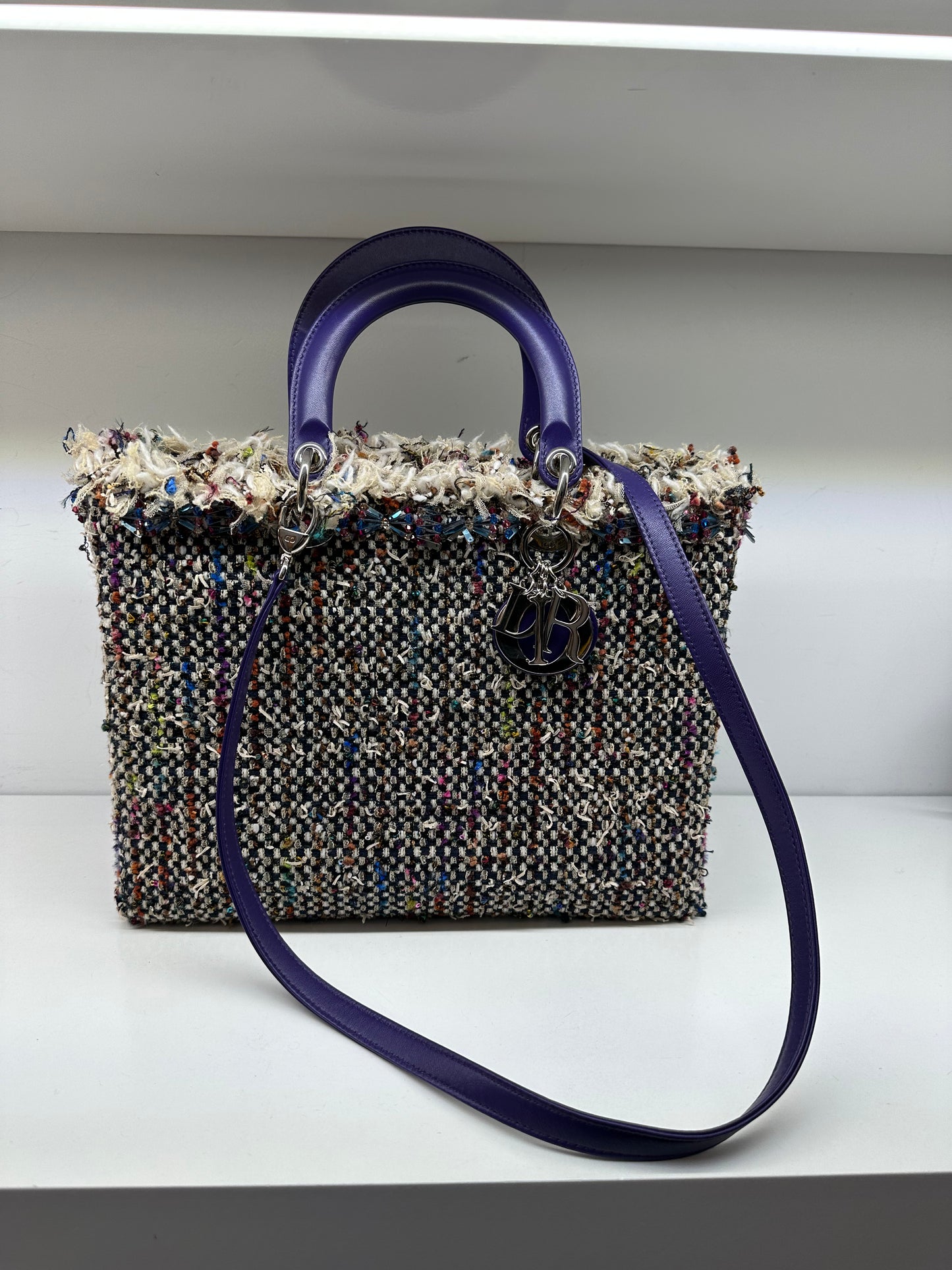 Christian Dior Lady Dior Purple Braided Tweed