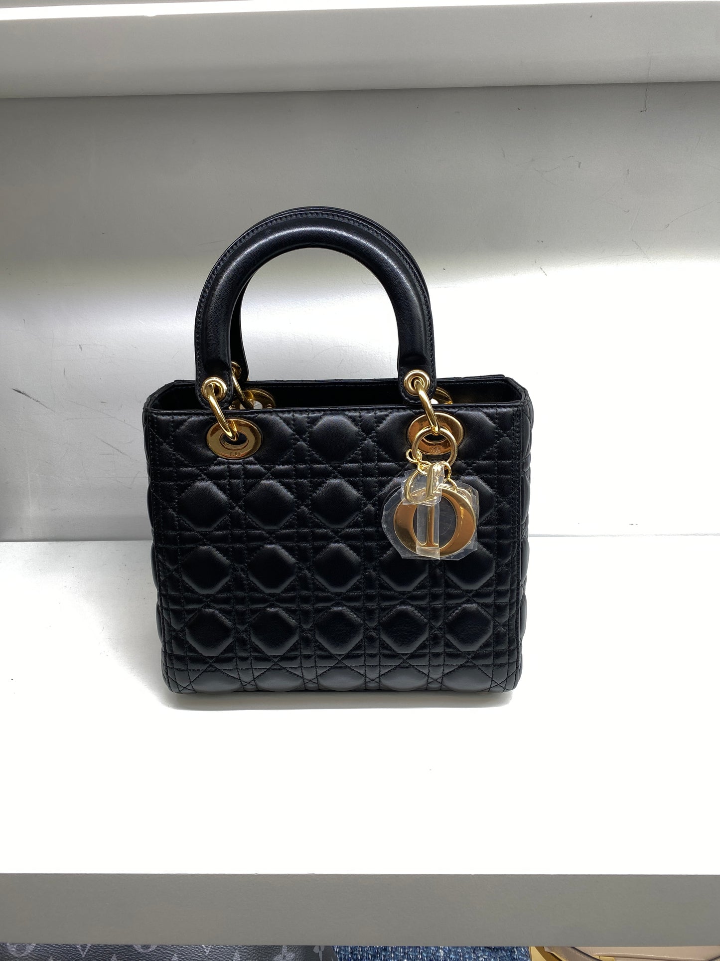 Christian Dior Lady Dior Medium Black Lambskin GHW