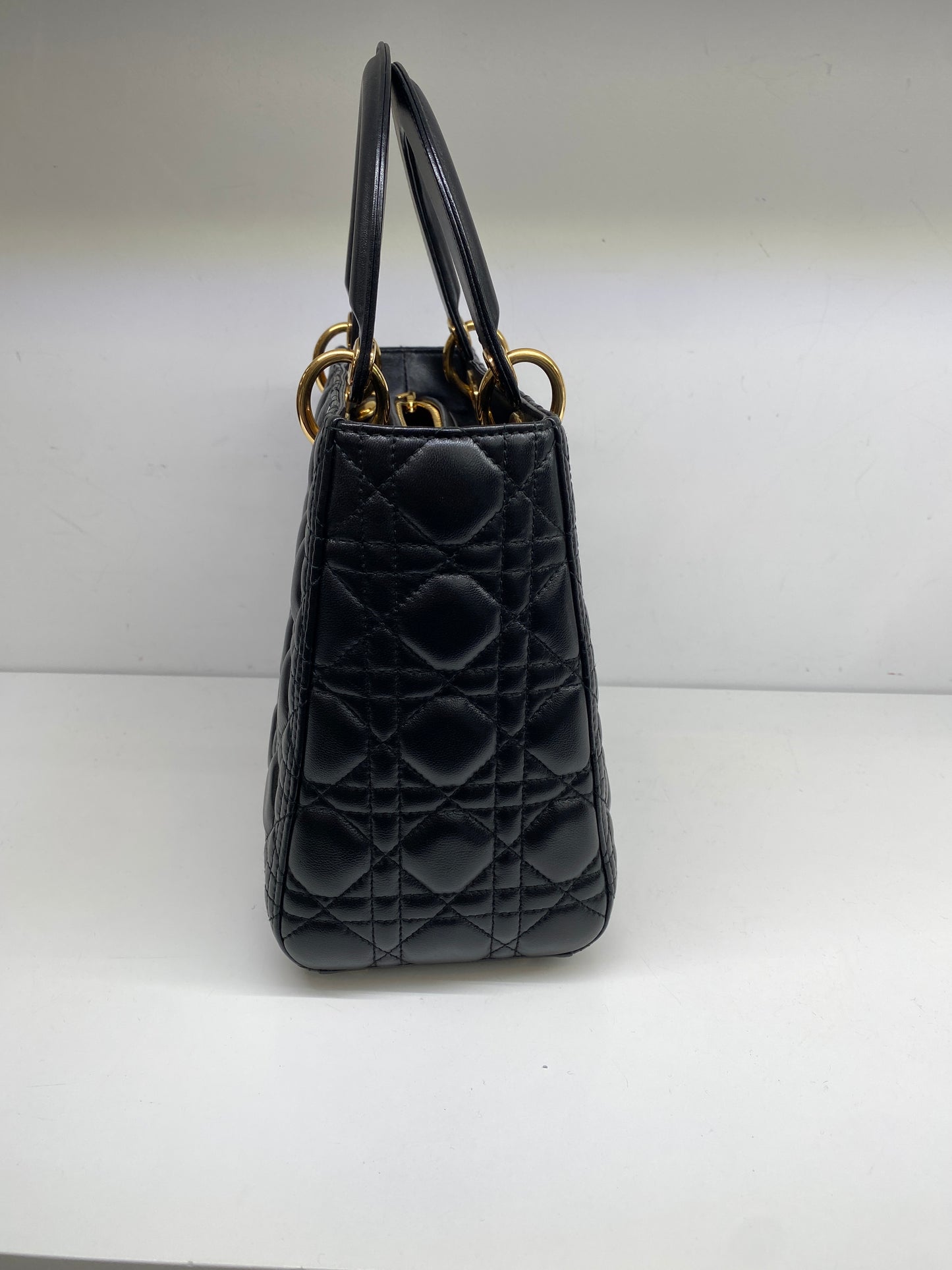 Christian Dior Lady Dior Medium Black Lambskin GHW