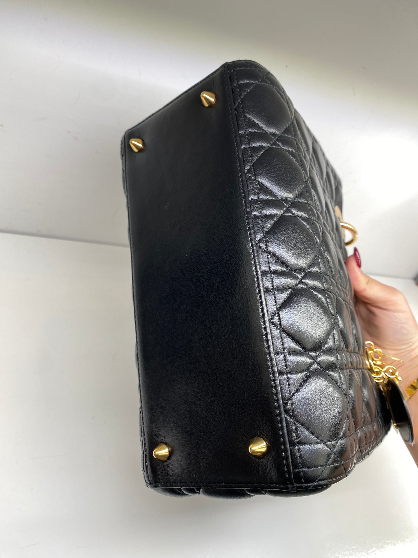 Christian Dior Lady Dior Medium Black Lambskin GHW
