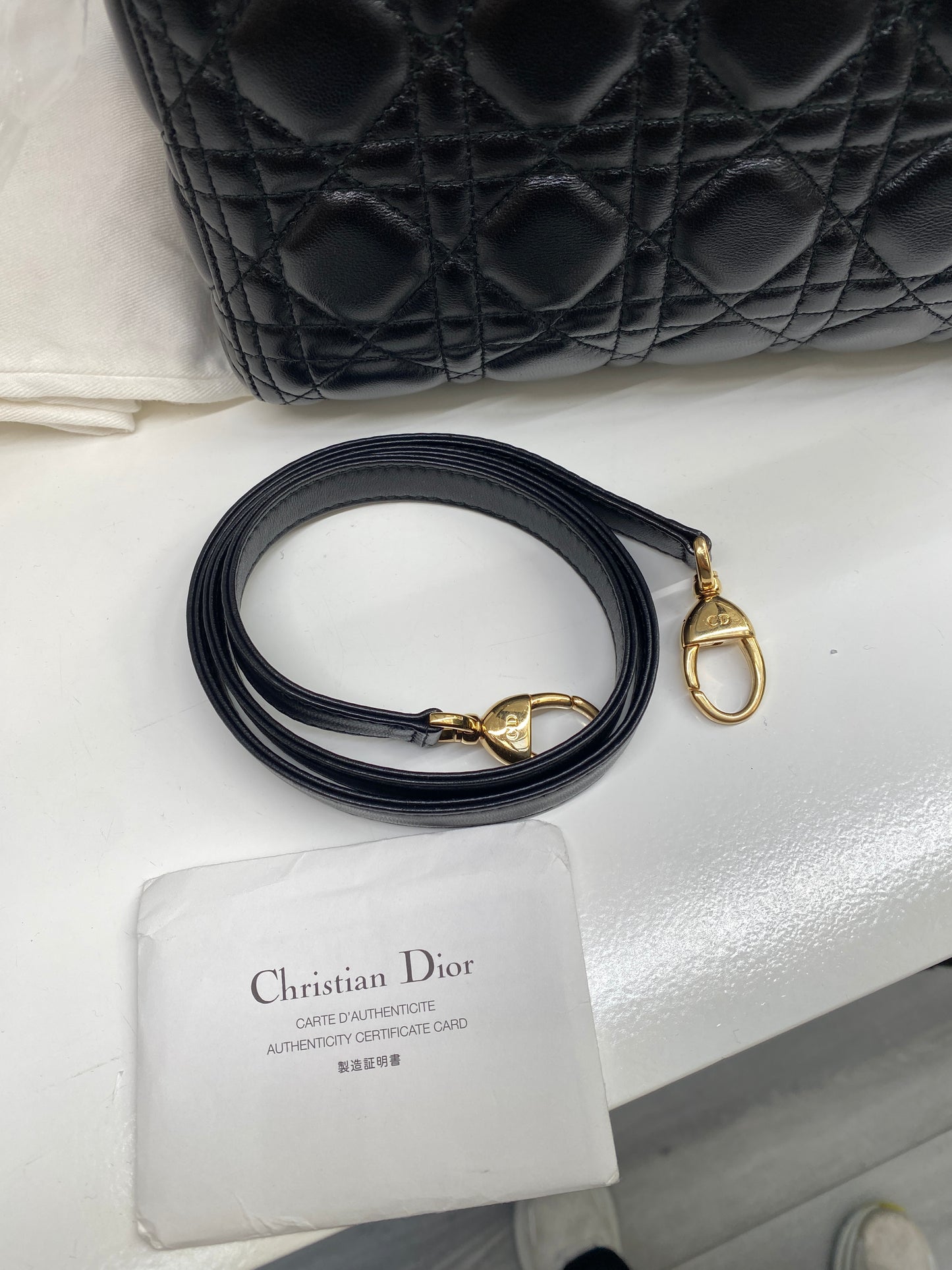 Christian Dior Lady Dior Medium Black Lambskin GHW