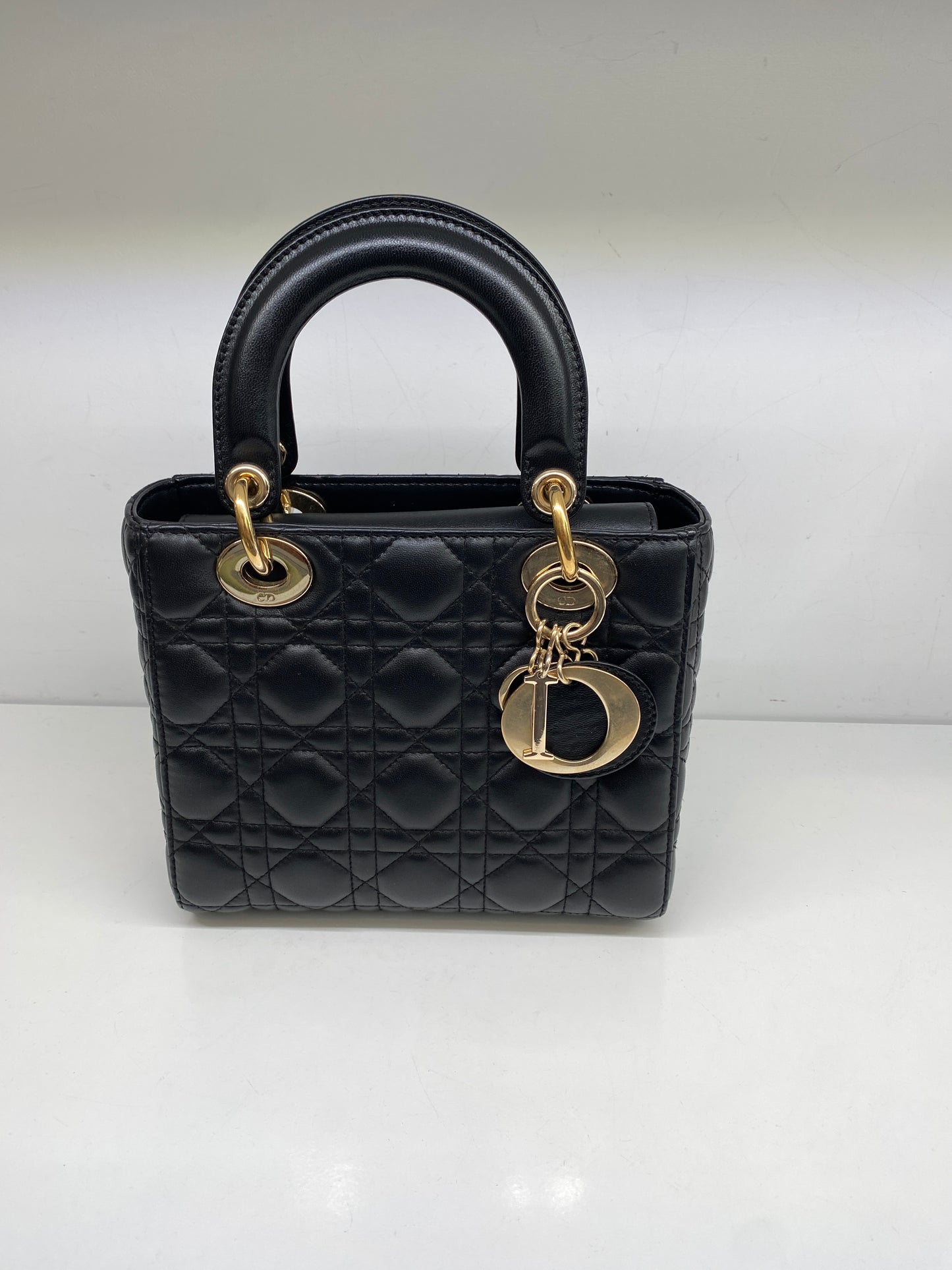 Christian Dior Lady Dior Small Black Lambskin/Cream Interior