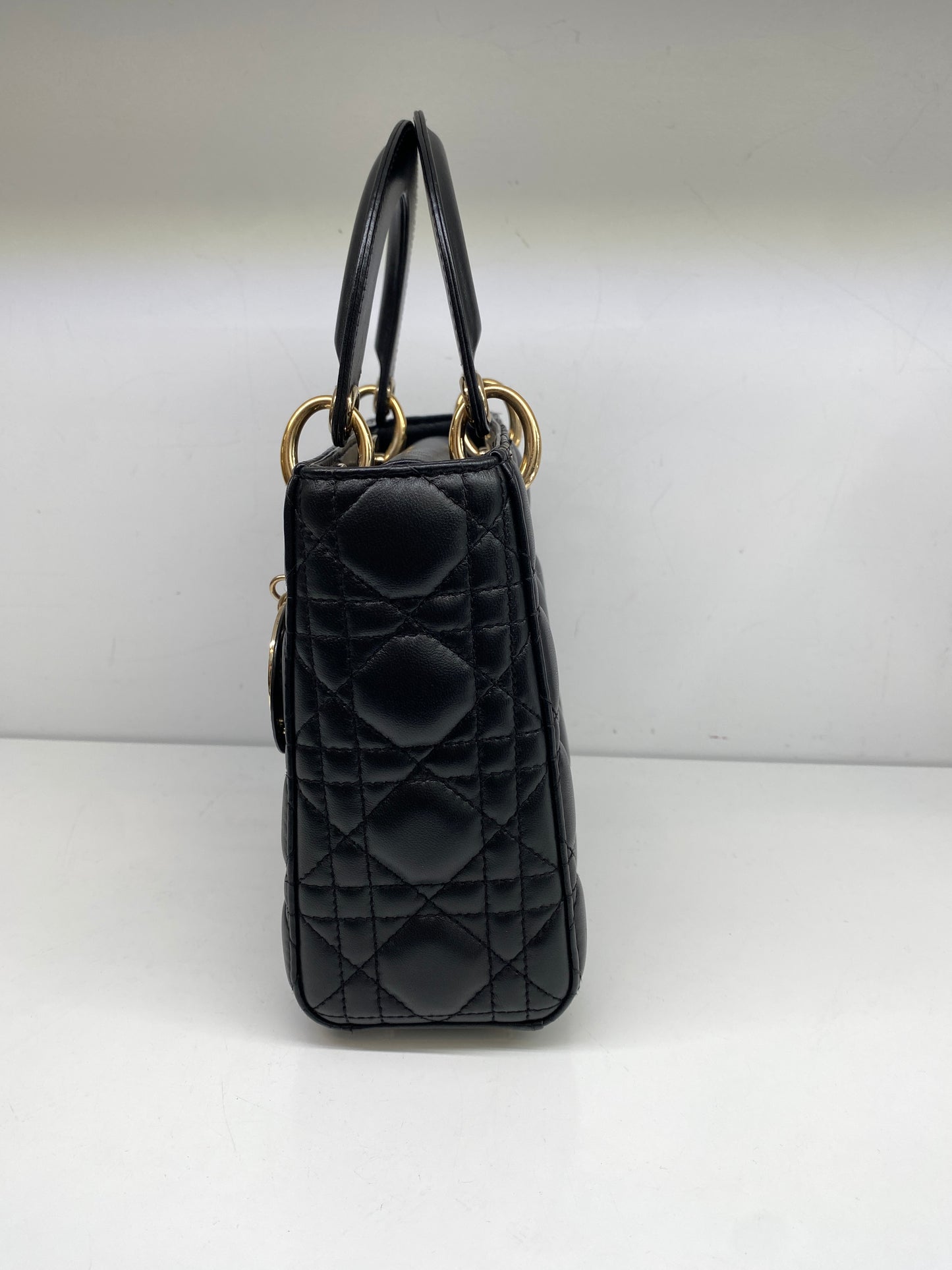 Christian Dior Lady Dior Small Black Lambskin/Cream Interior