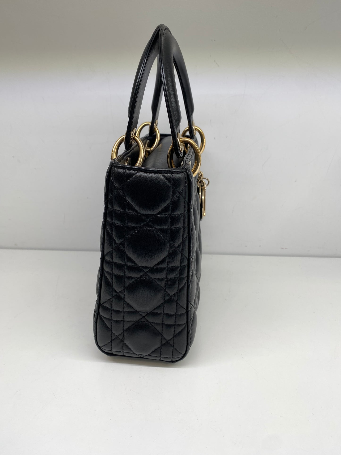 Christian Dior Lady Dior Small Black Lambskin/Cream Interior