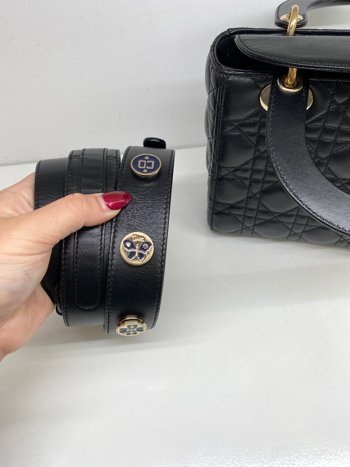 Christian Dior Lady Dior Small Black Lambskin/Cream Interior