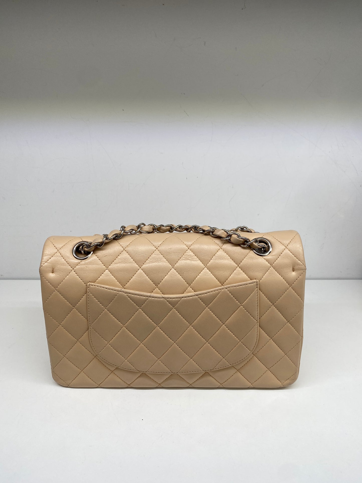 Chanel Medium Double Flap Beige Lambskin SHW