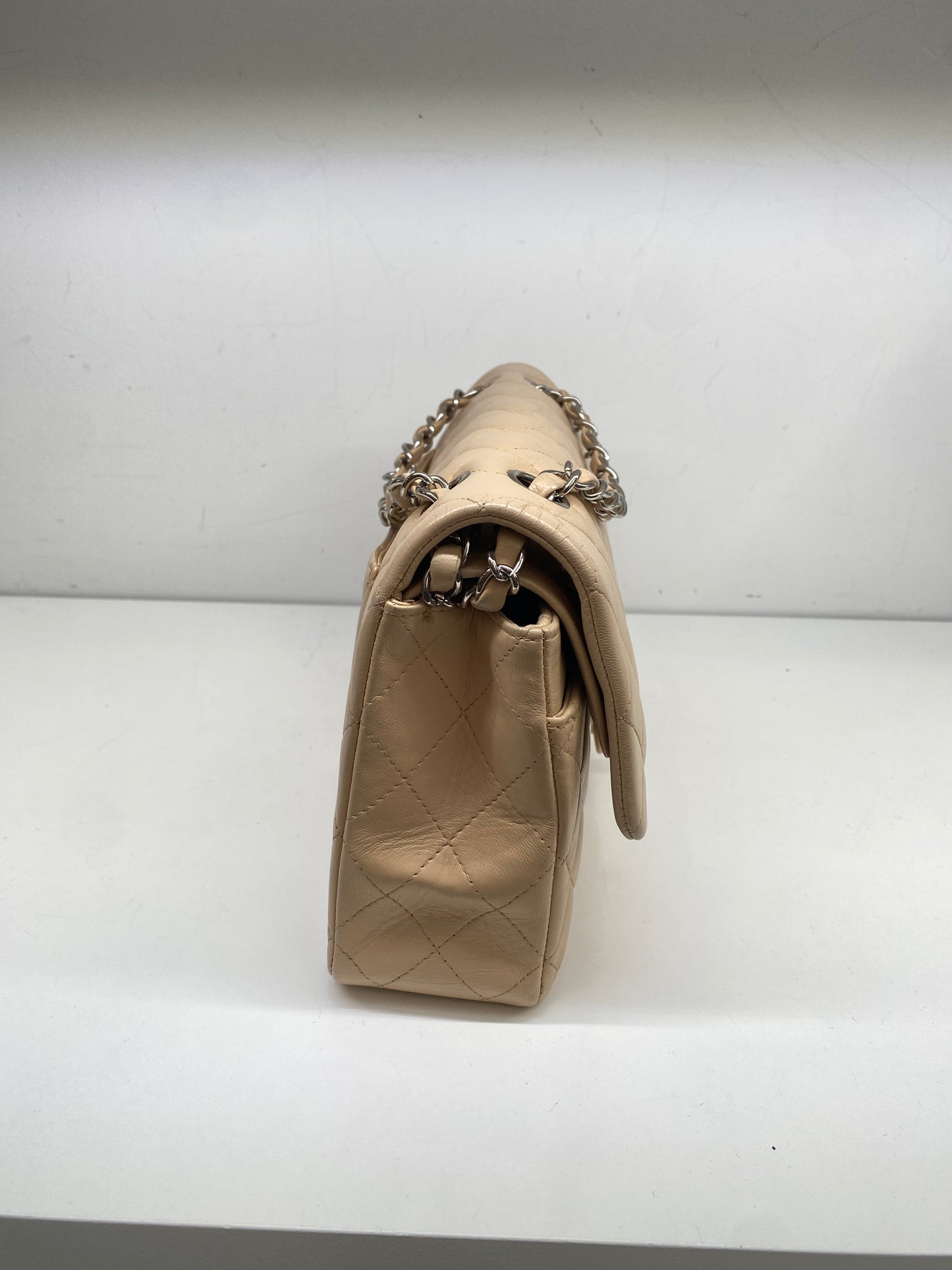Chanel Medium Double Flap Beige Lambskin SHW