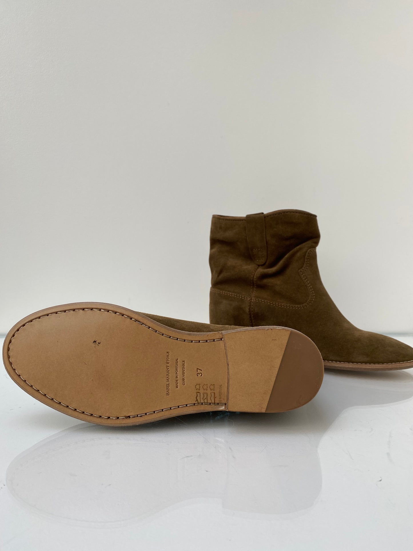 Isabel Marant Khaki Green Suede Ankle Boots, 37