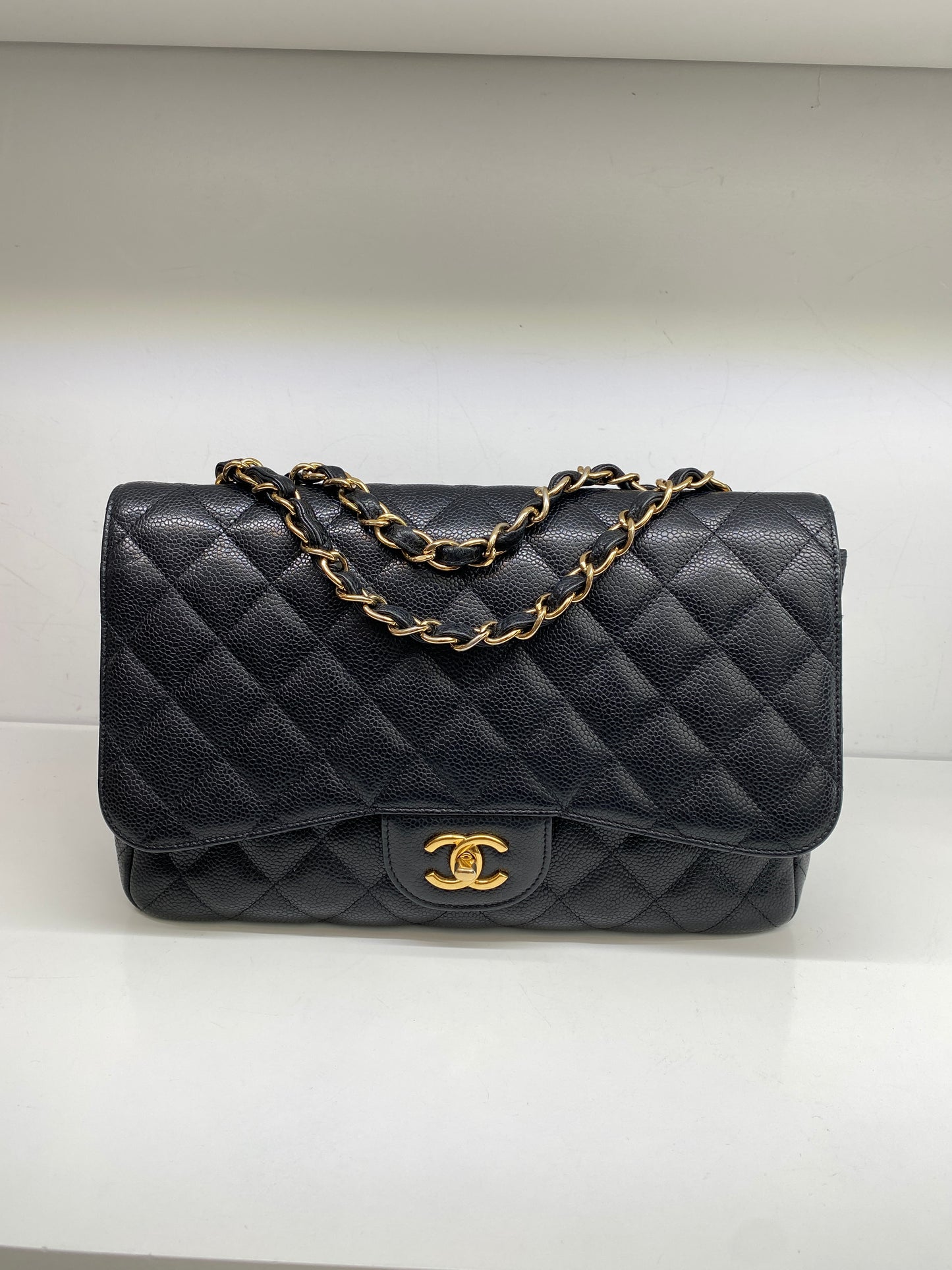 Chanel Jumbo Black Single Flap Caviar GHW