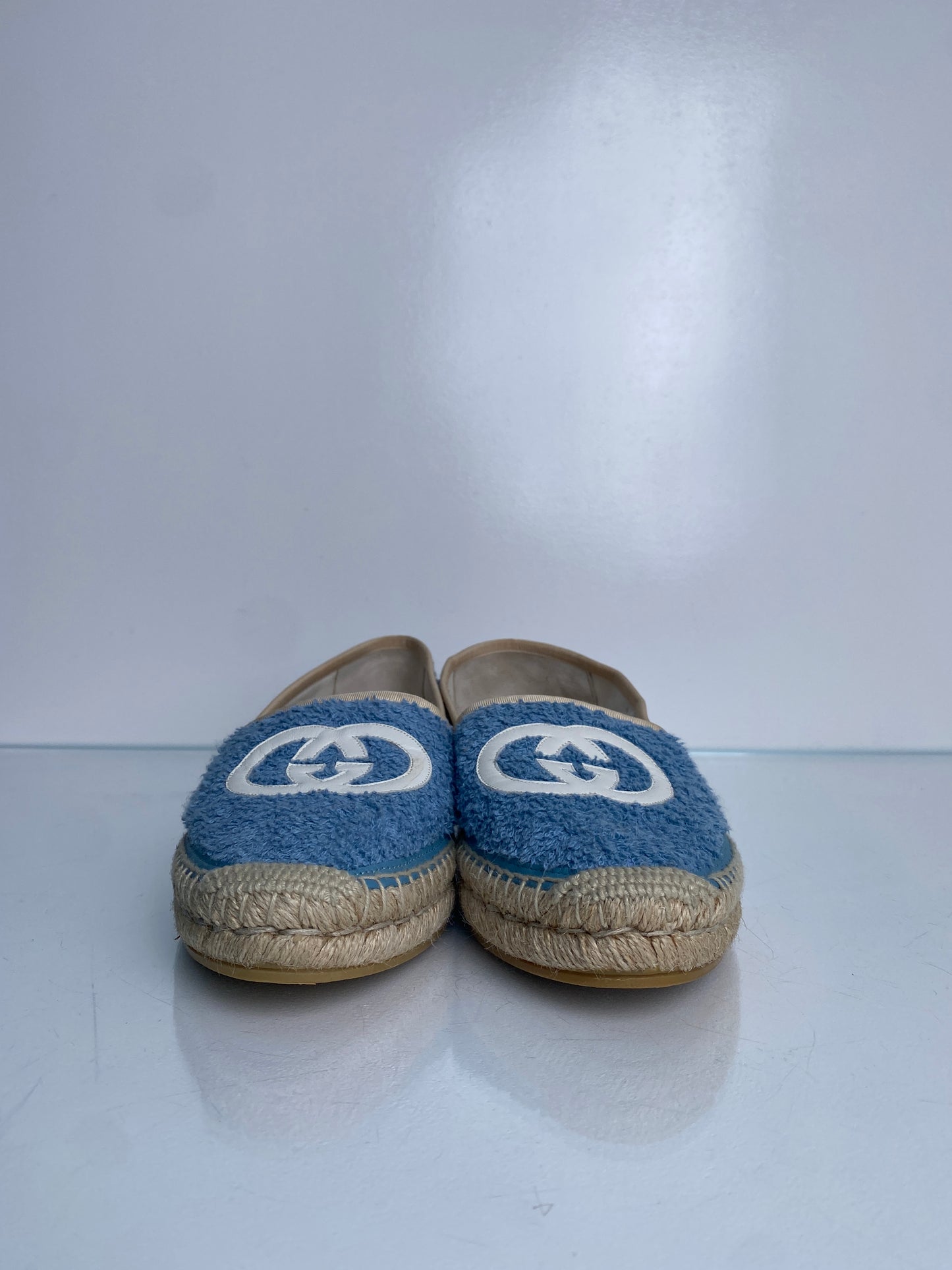 Gucci Blue Terrycloth & Cream GG Espadrilles, 40