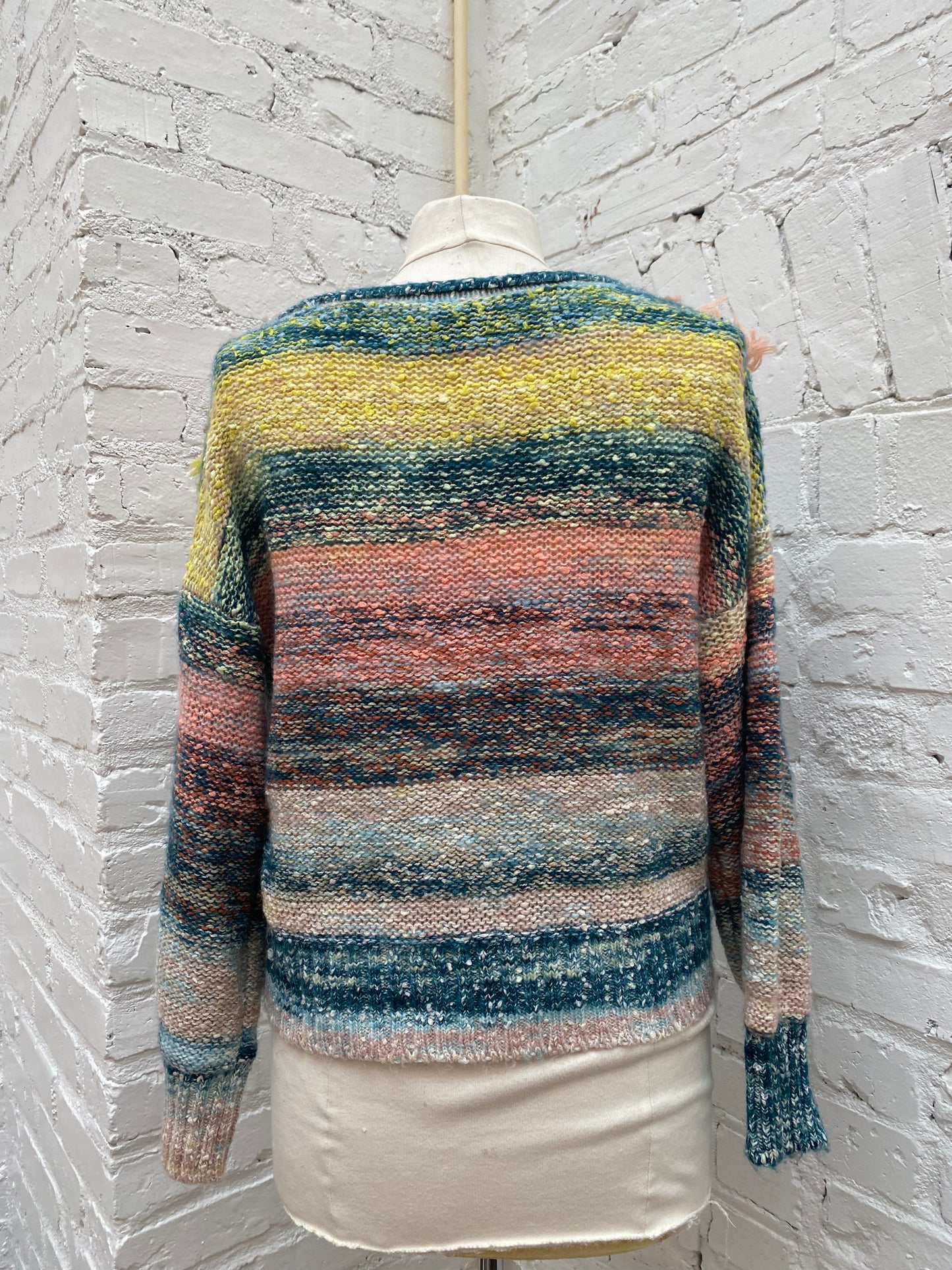 Anthropologie Multicolor Knit & Fringe Sweater, XS