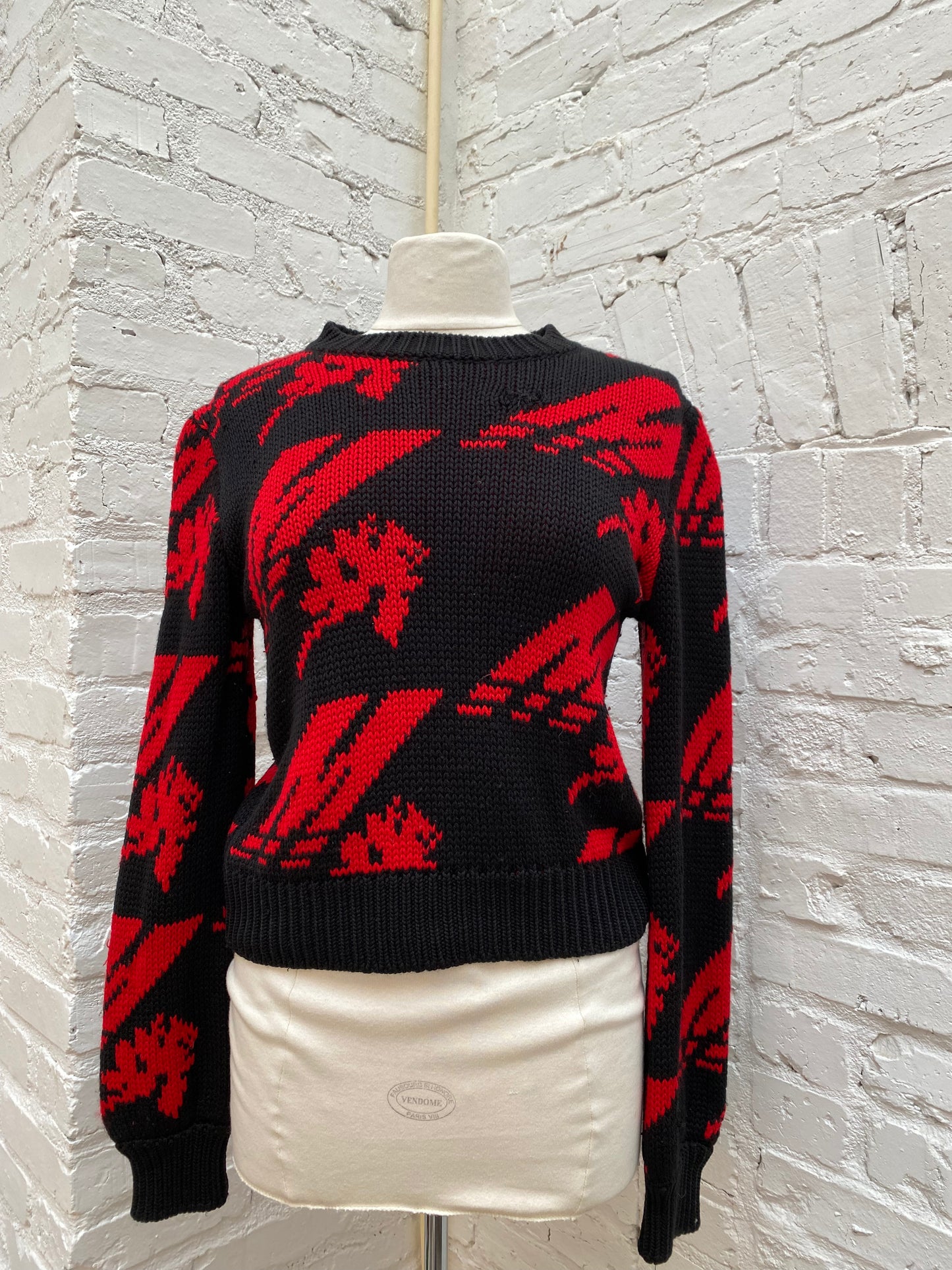 MSGM Black & Red Knit Sweater, S