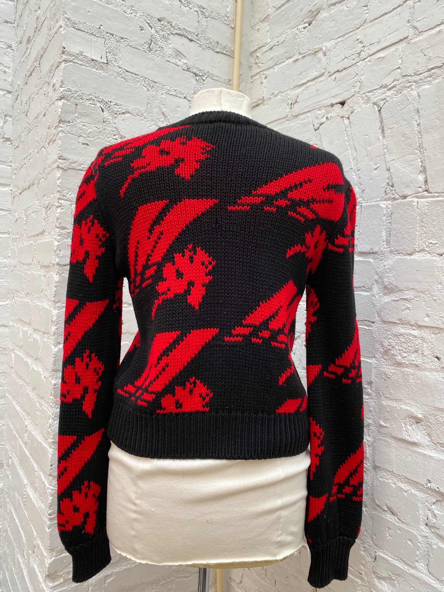 MSGM Black & Red Knit Sweater, S