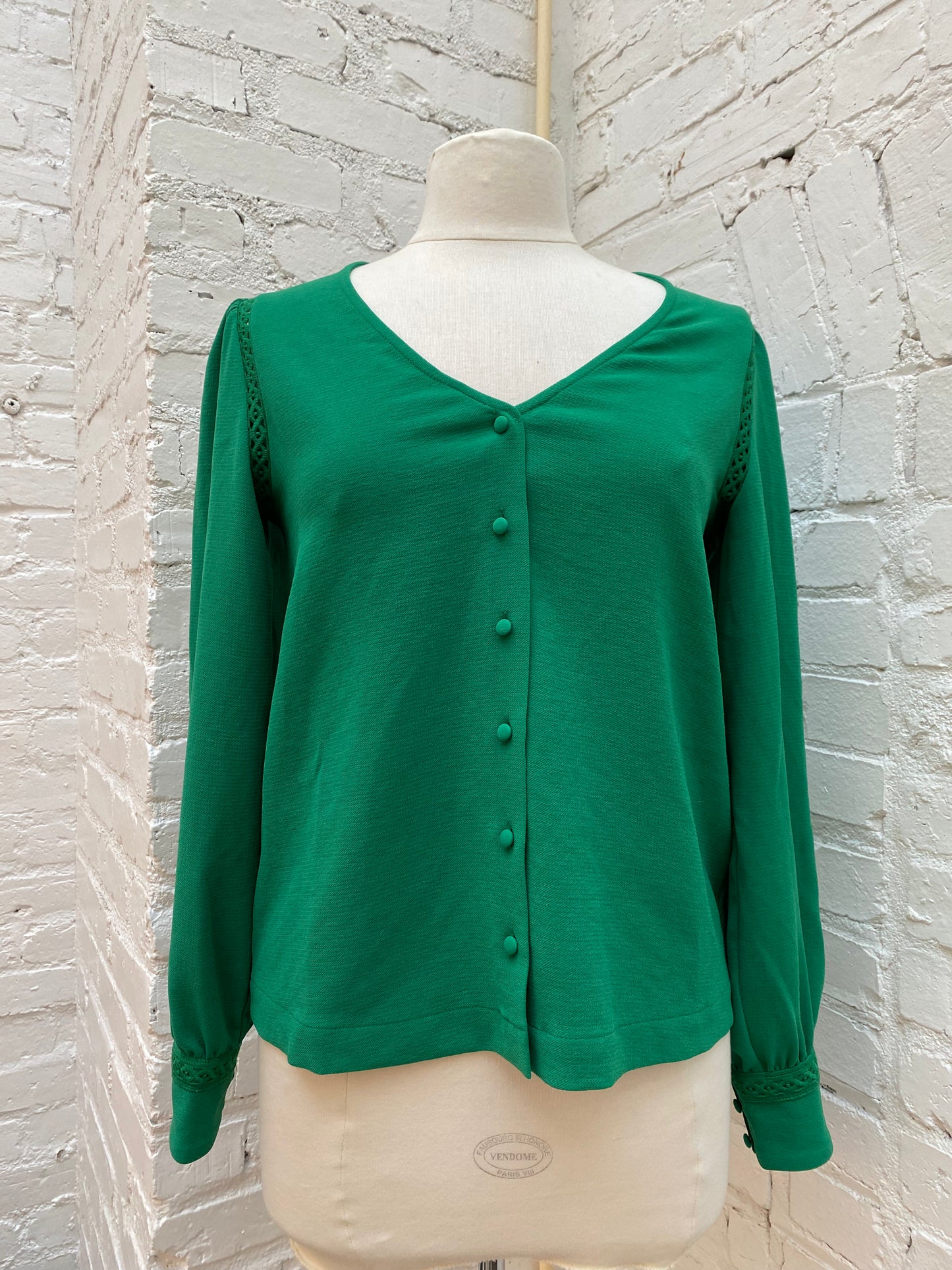Sezane Green Blouse, US 4