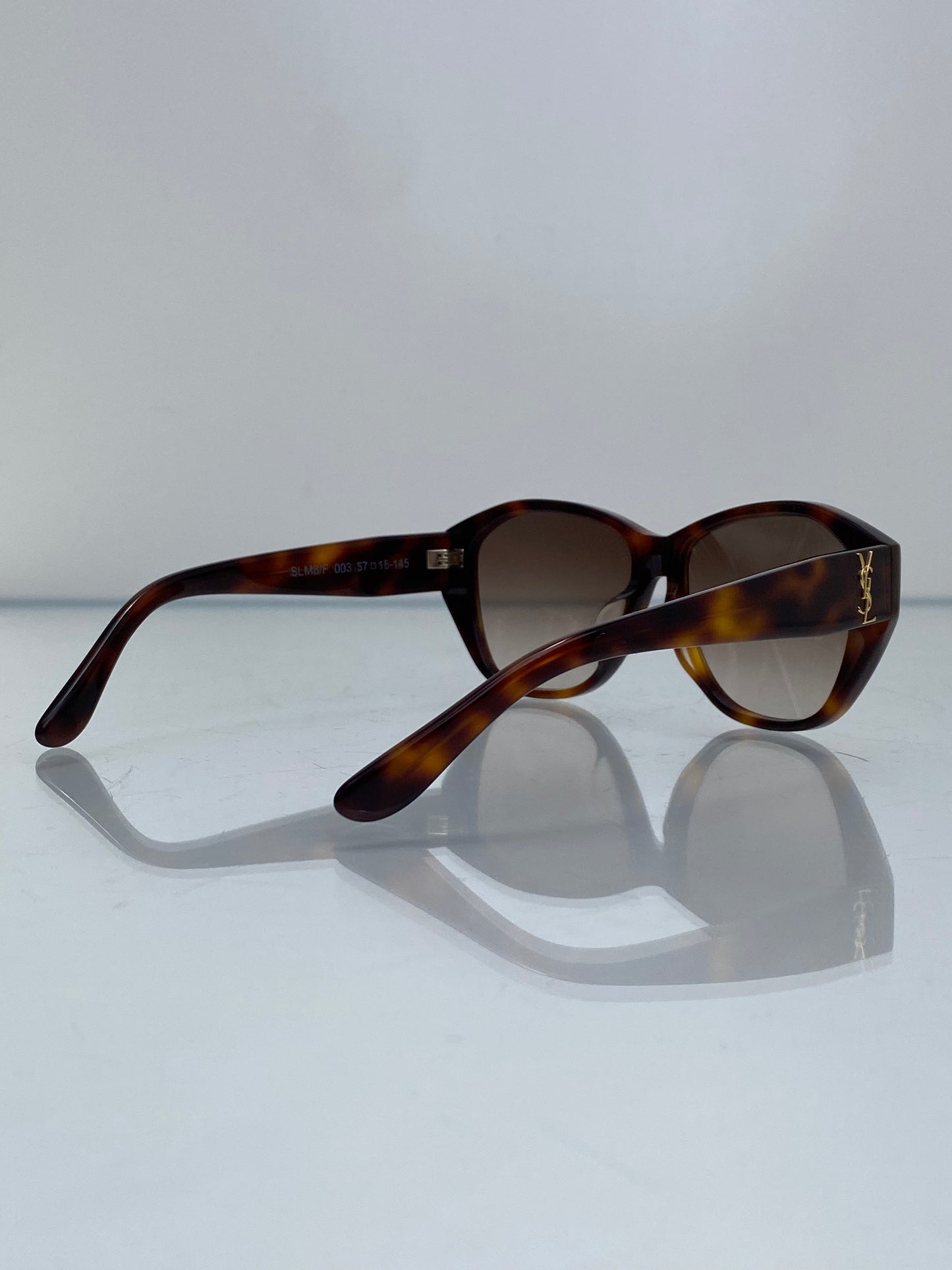 Saint Laurent Tortoise Shell & Gold Logo Sunglasses