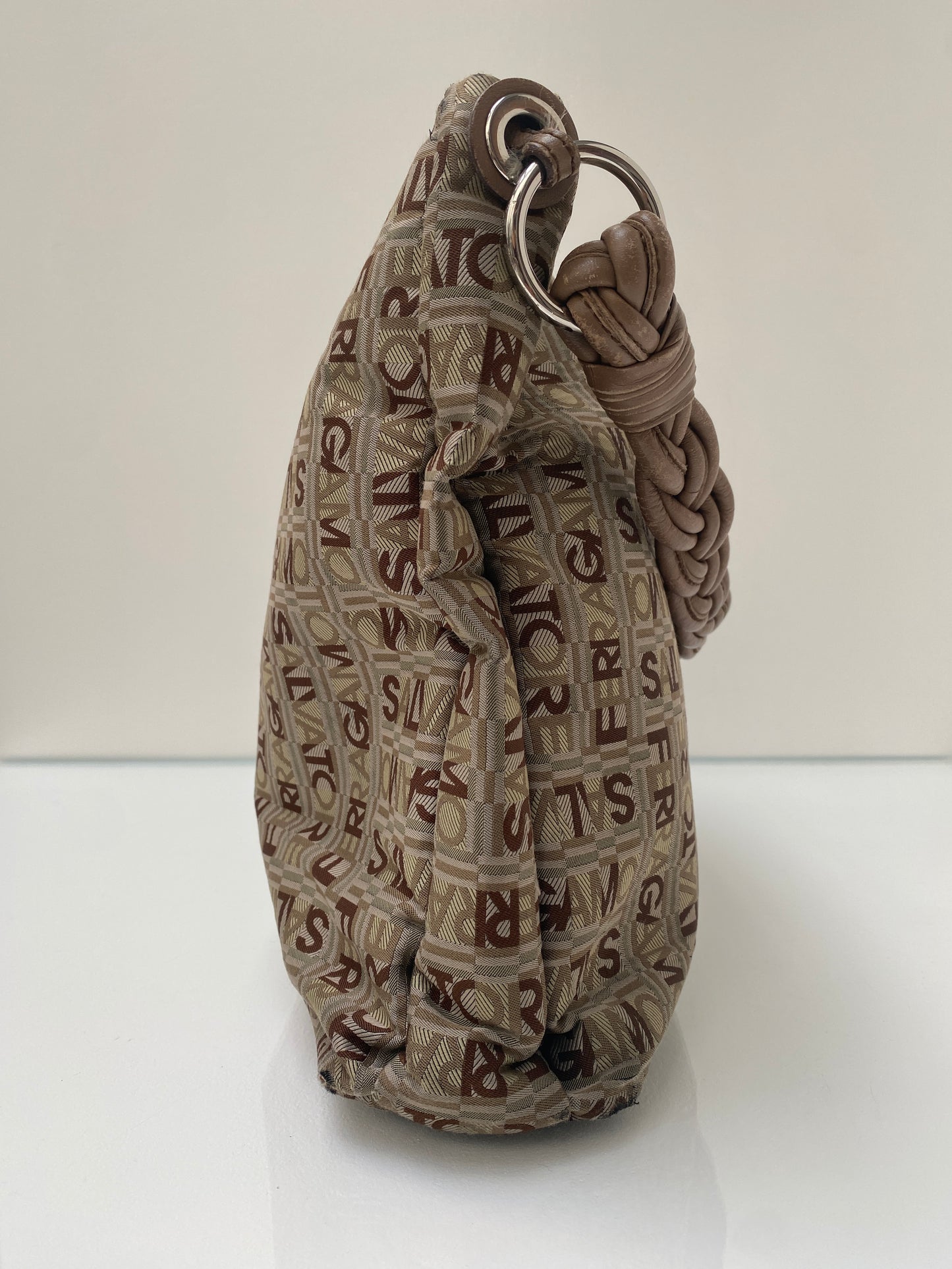 Salvatore Ferragamo Logo Brown Canvas Tote