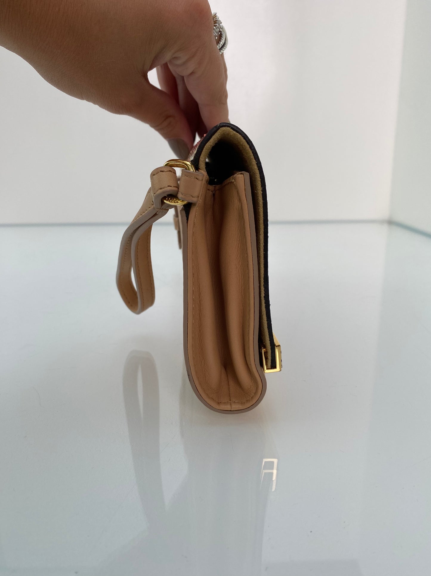 Fendi Tan, Green, & Pink Exotic Long Clutch (As Is)