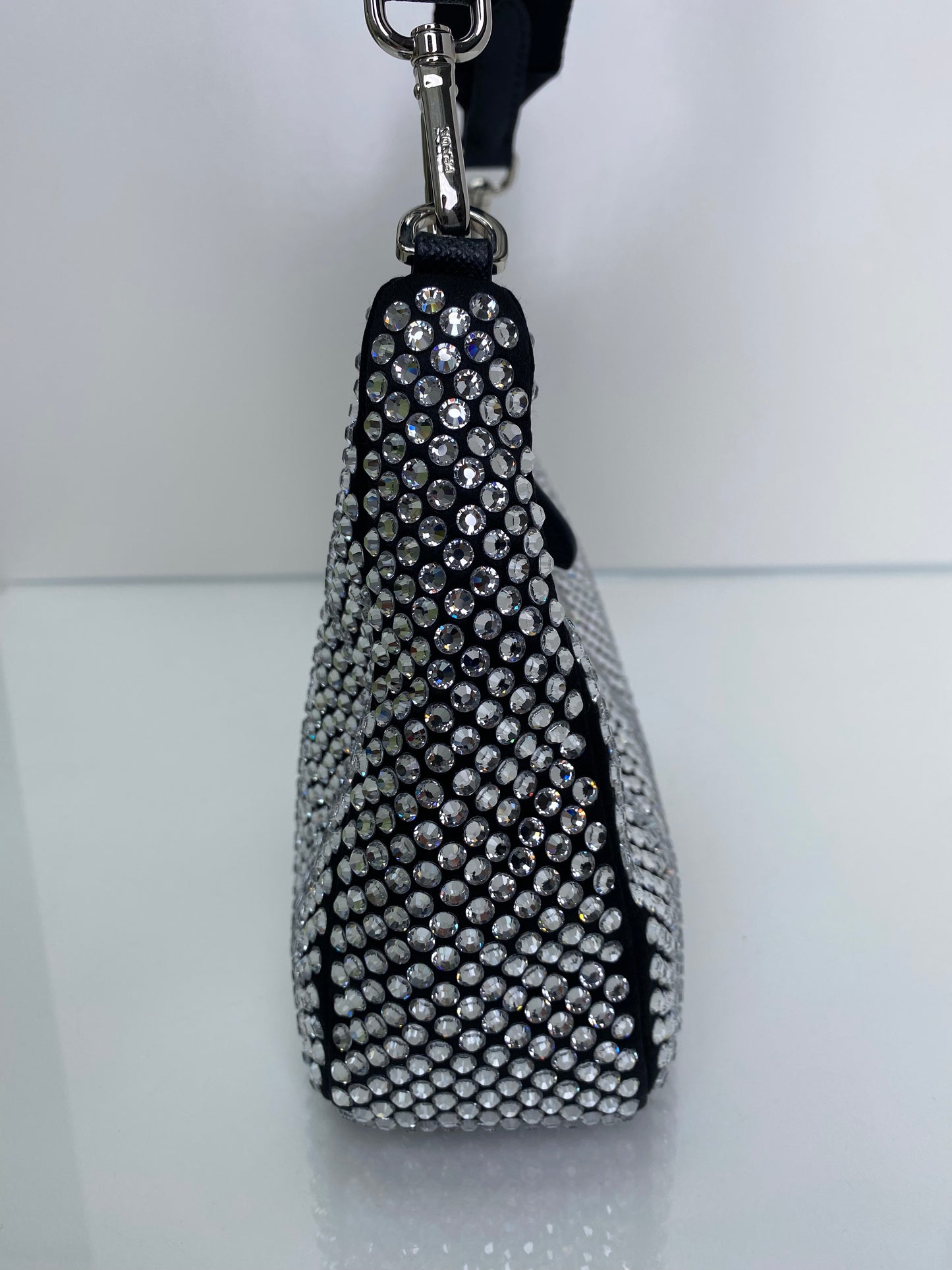 Prada Black & Crystal Re-Edition 2005 Crossbody Bag SHW
