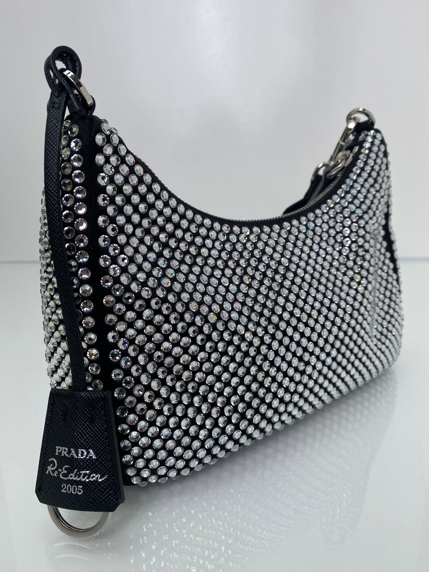 Prada Black & Crystal Re-Edition 2005 Crossbody Bag SHW