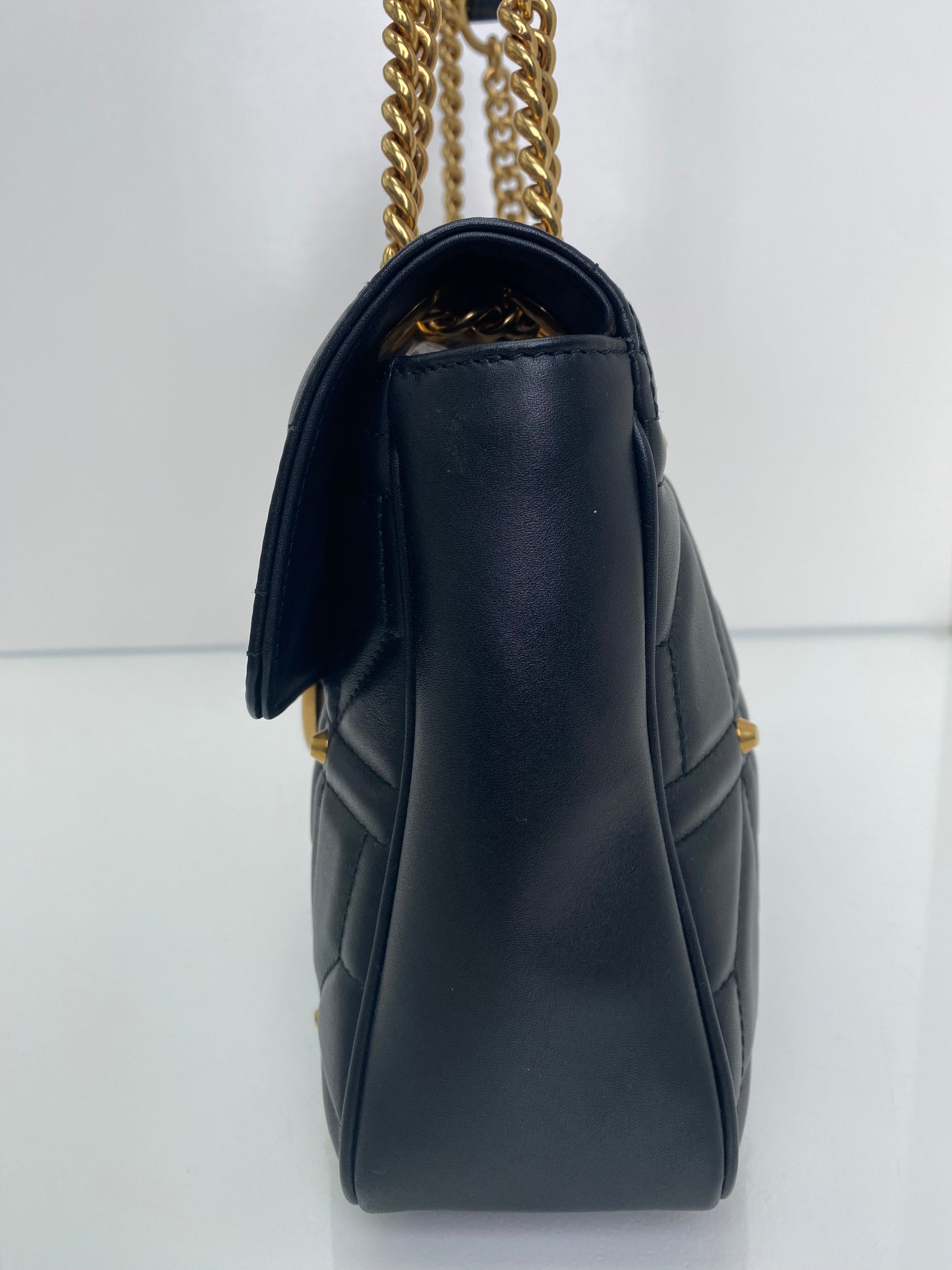 Gucci Black Studded GG Marmont Leather Crossbody, GHW