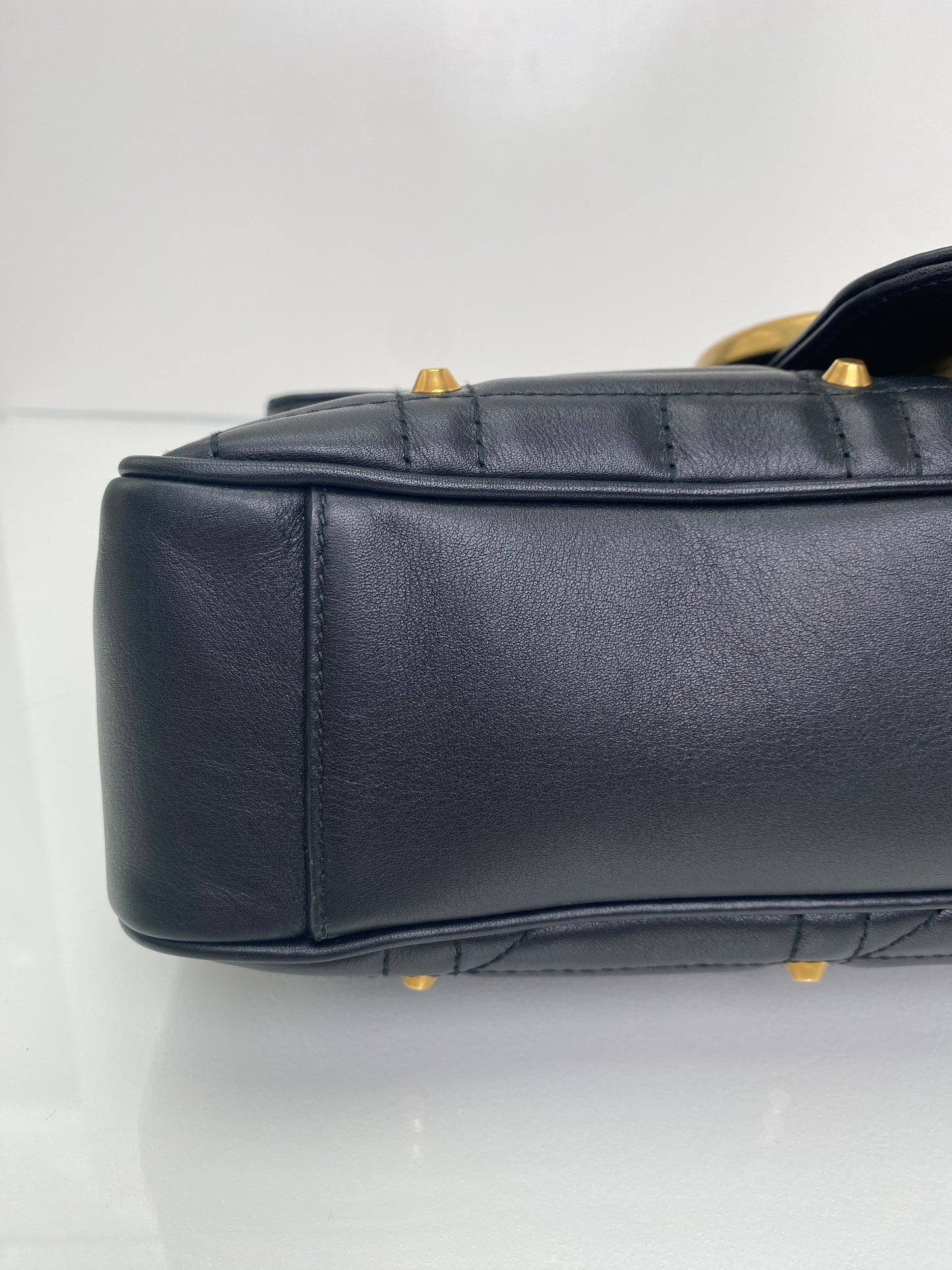 Gucci Black Studded GG Marmont Leather Crossbody, GHW