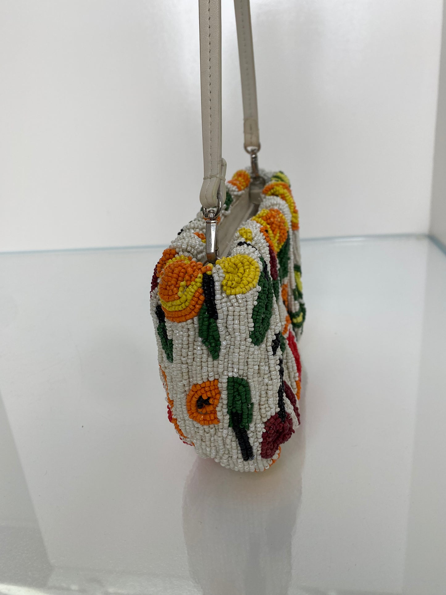 Staud White & Multicolor Beaded Fruit Bag SHW