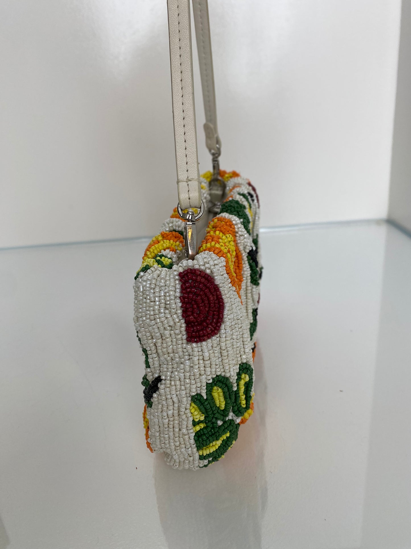 Staud White & Multicolor Beaded Fruit Bag SHW