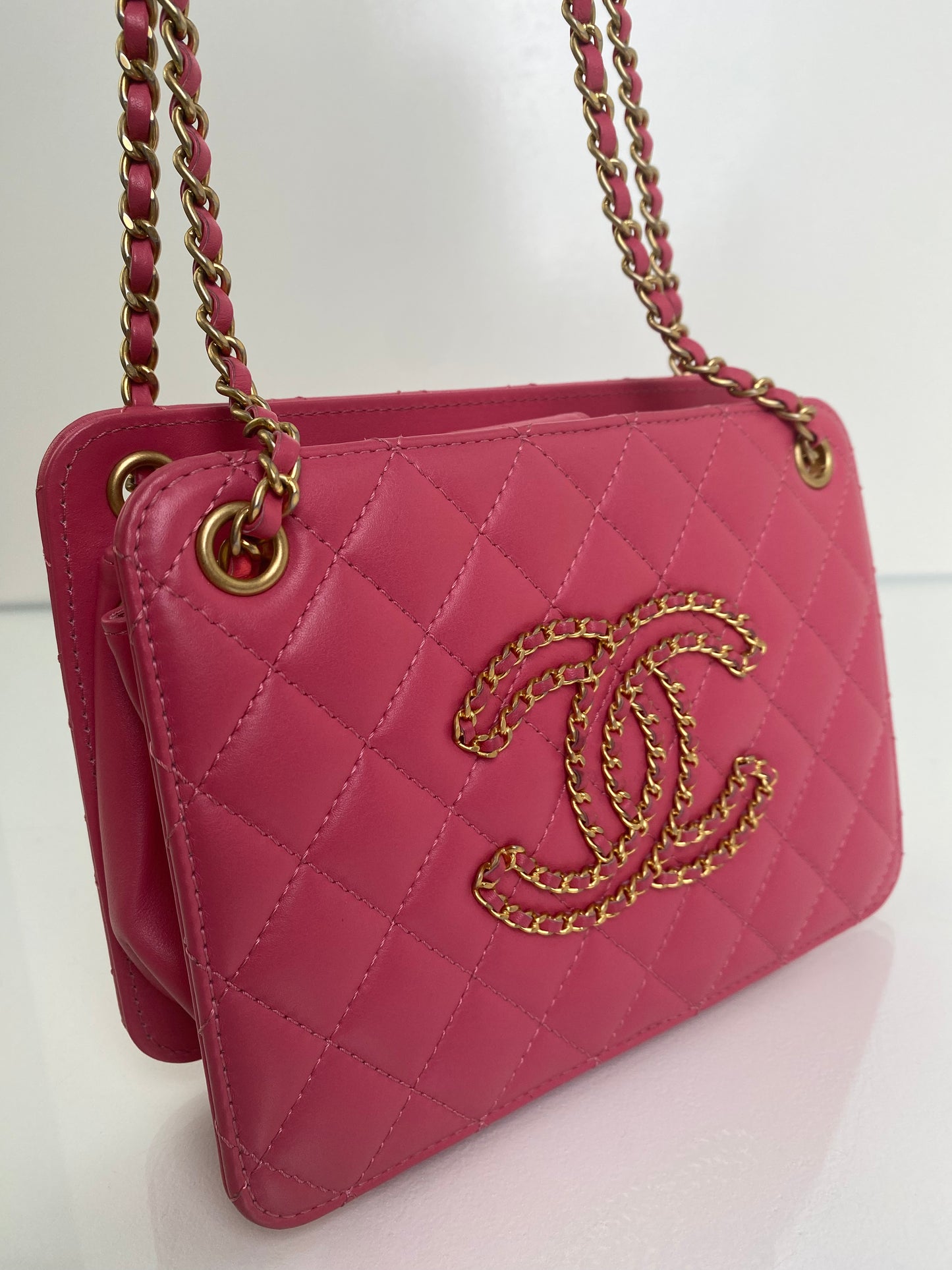 Chanel Pink Lambskin Once Upon A Time Accordian Bag GHW