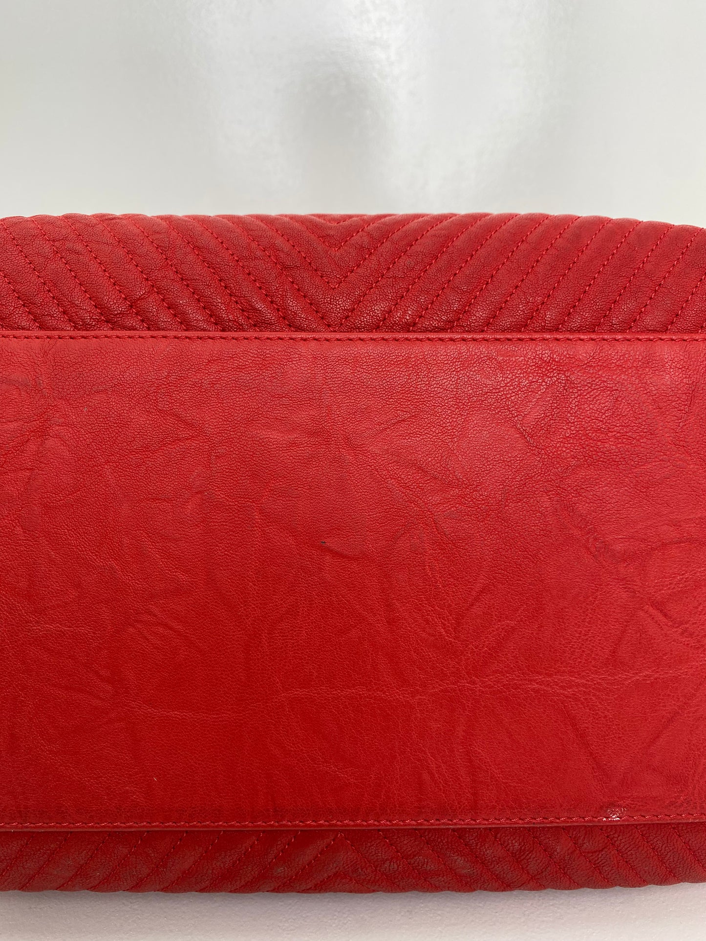 Chanel Red Chevron Lambskin Leather Shoulder Tote GHW