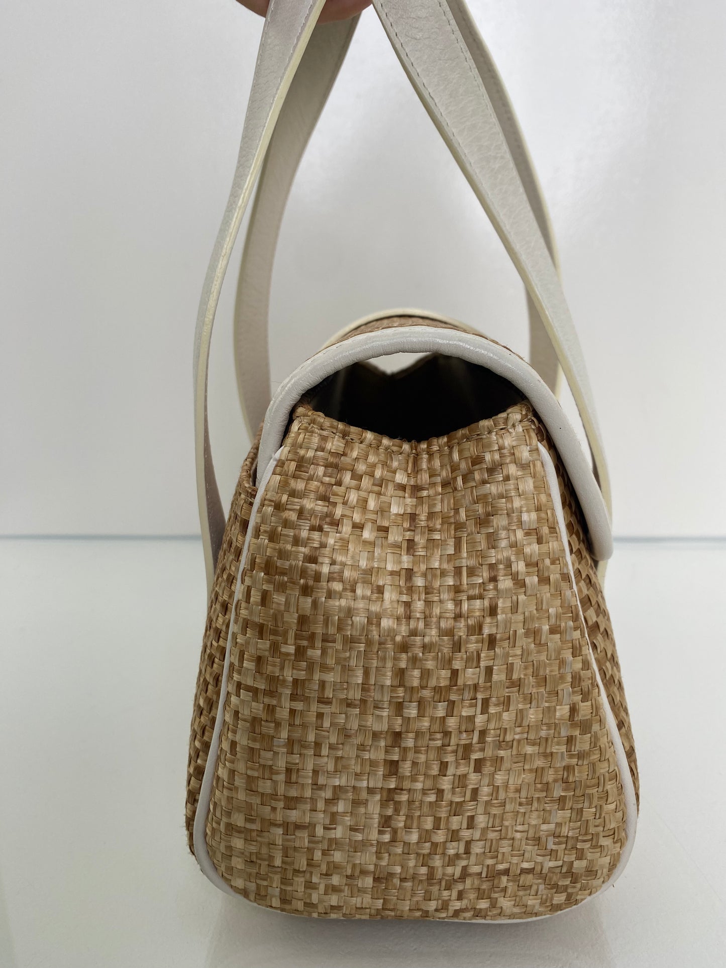 Chloe Raffia & White Leather Strap Mini Bag GHW