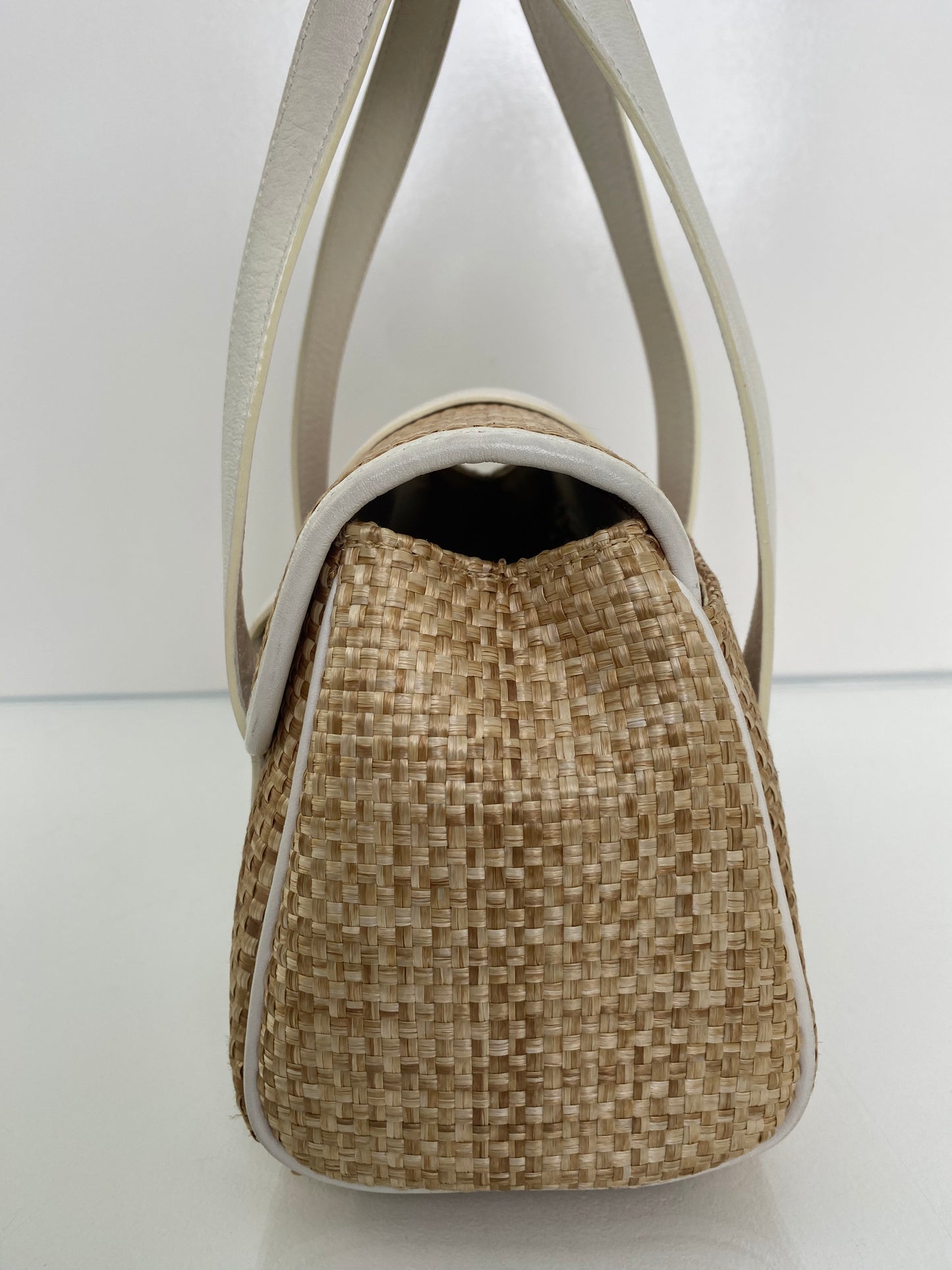 Chloe Raffia & White Leather Strap Mini Bag GHW