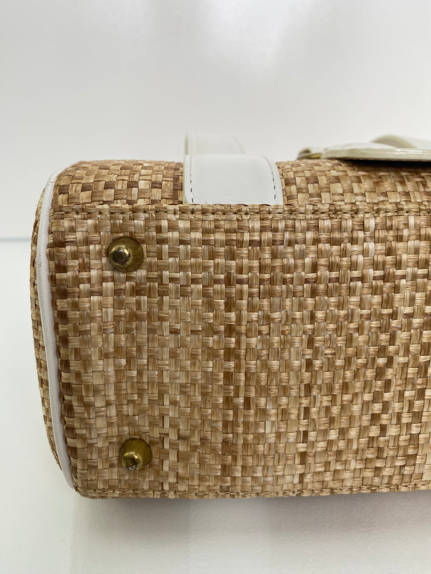 Chloe Raffia & White Leather Strap Mini Bag GHW