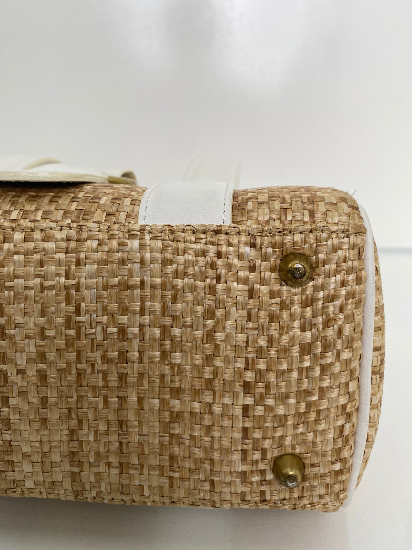 Chloe Raffia & White Leather Strap Mini Bag GHW