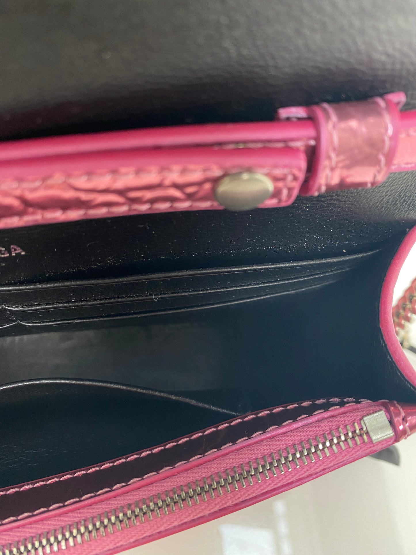 Balenciaga Hourglass Pink Croc Embossed Crossbody