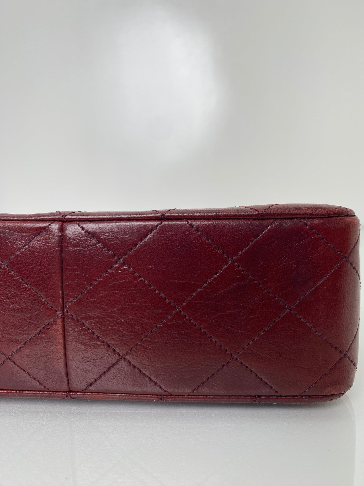 Chanel Vintage Square Burgundy 20cm Crossbody Bag