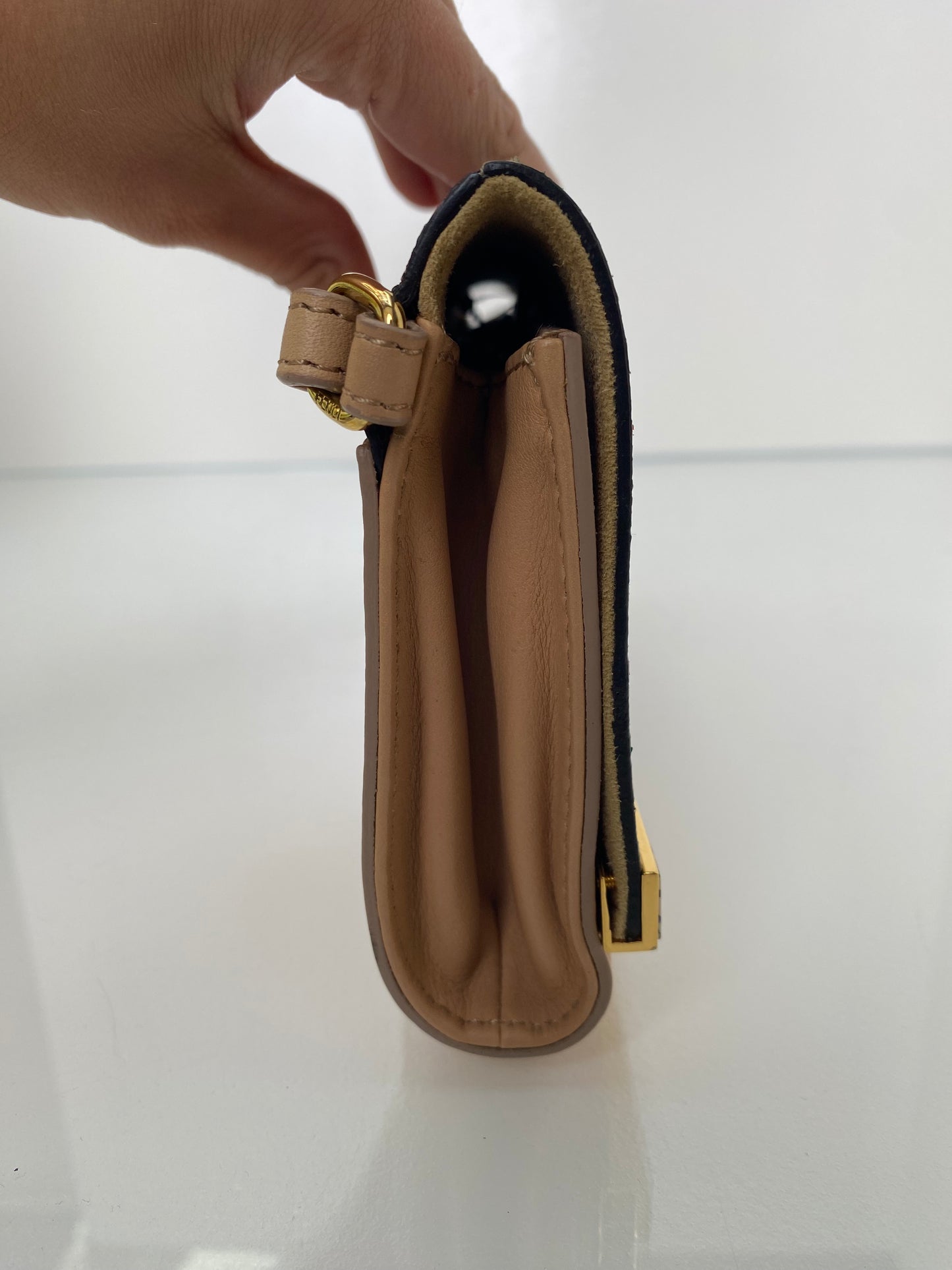 Fendi Tan, Green, & Pink Exotic Long Clutch (As Is)