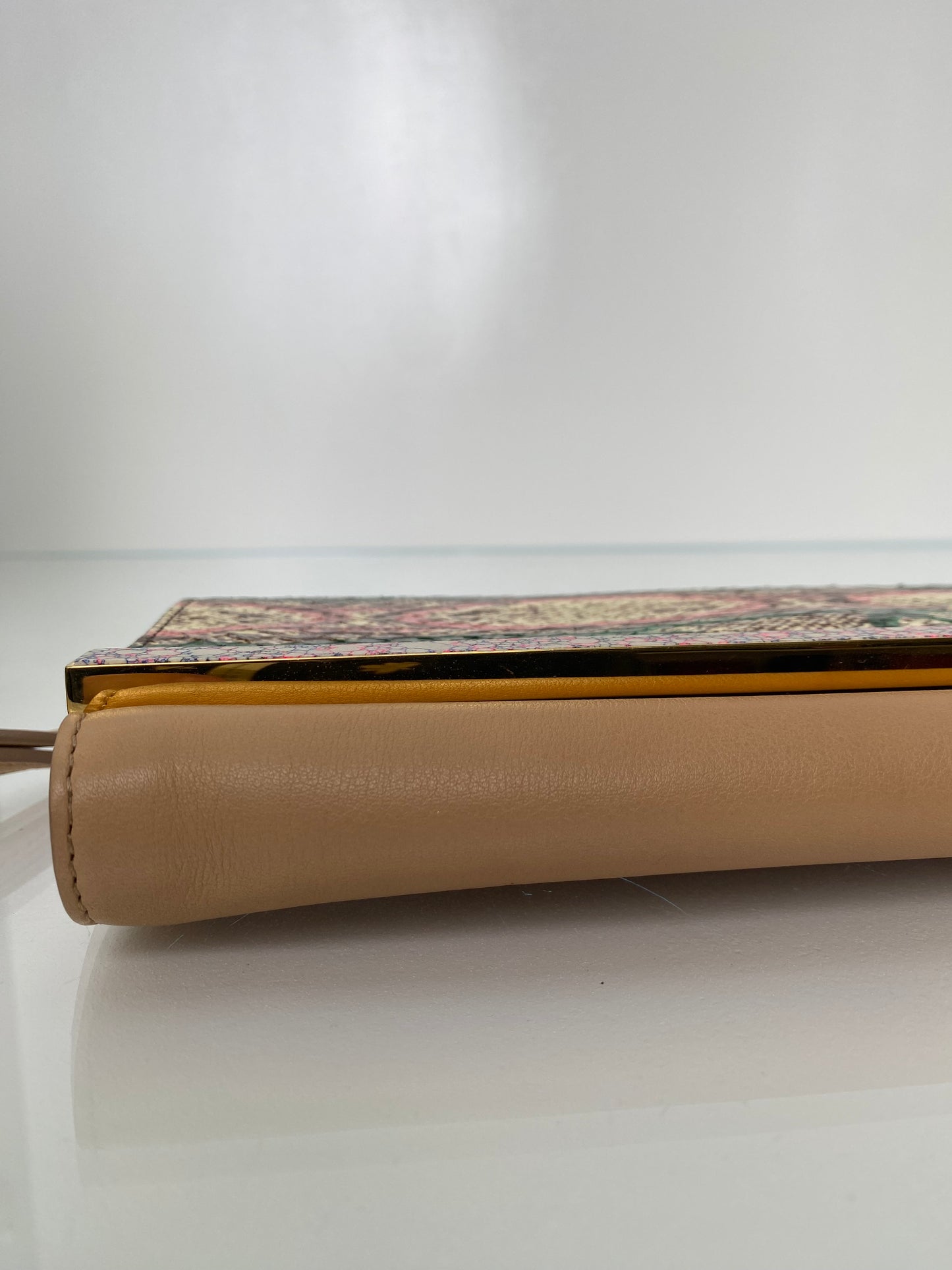 Fendi Tan, Green, & Pink Exotic Long Clutch (As Is)
