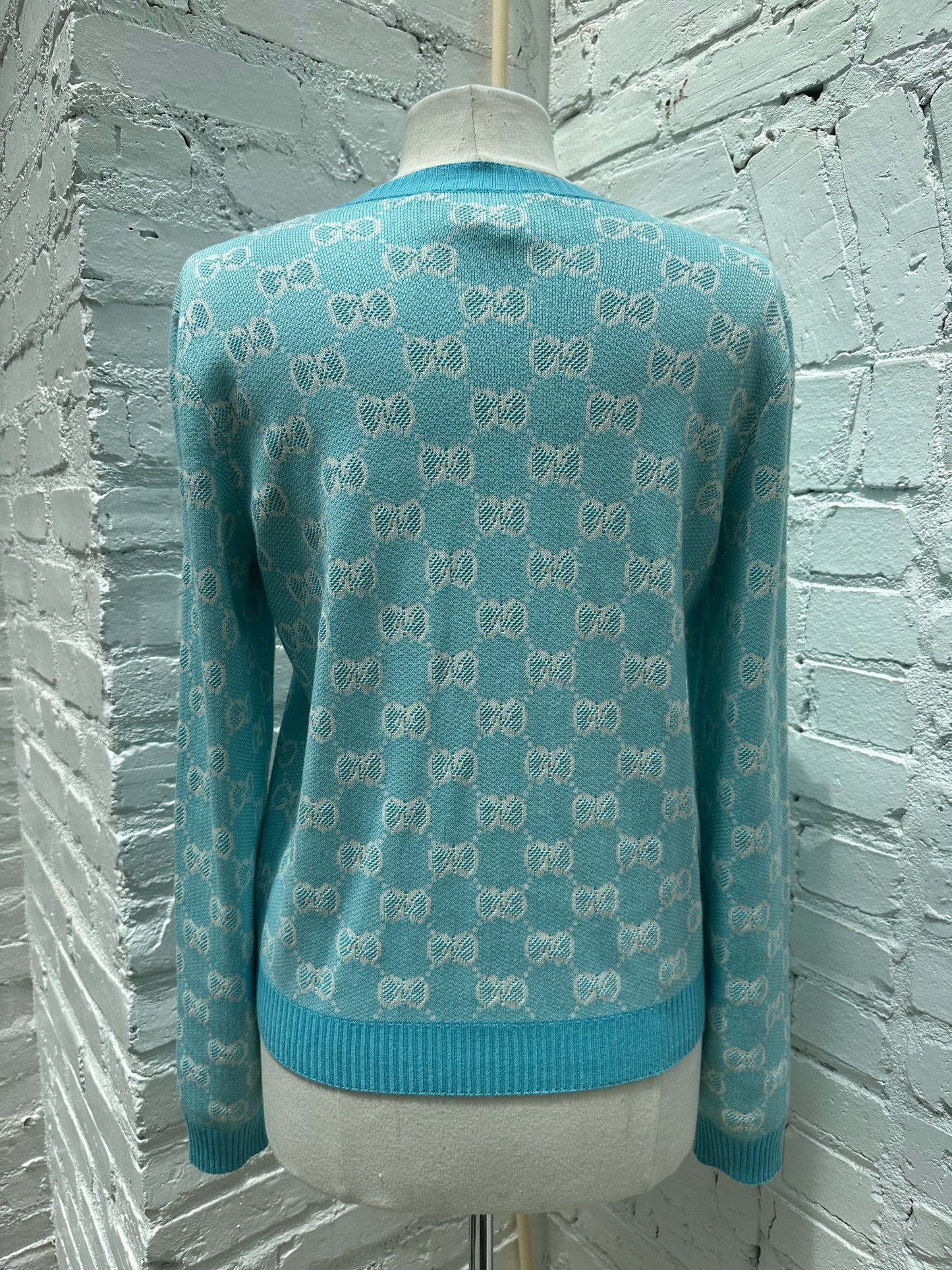 Gucci Light Blue GG Logo Cardigan, M