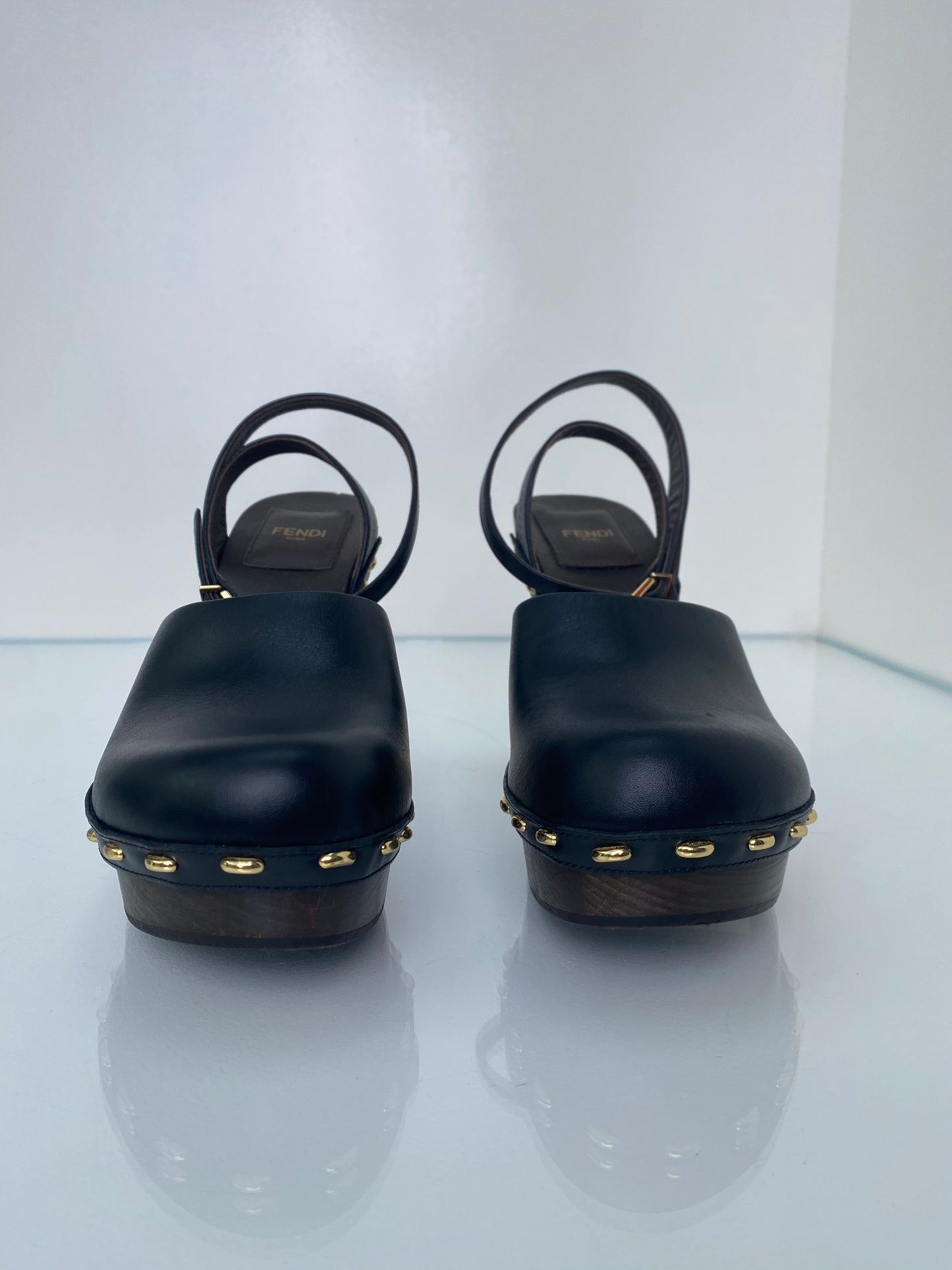 Fendi Black Clog Heels, 38