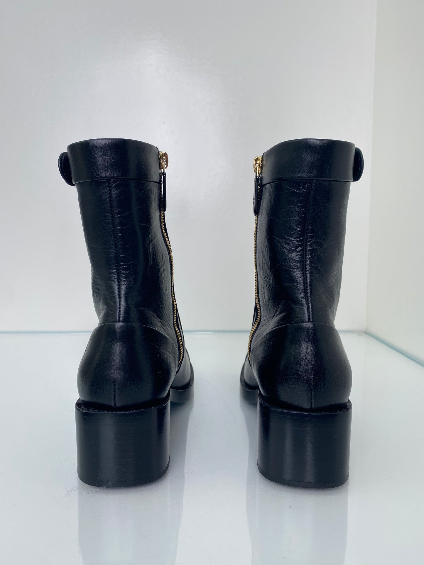 Chanel Black Interlocking CC Moto Boots, 39