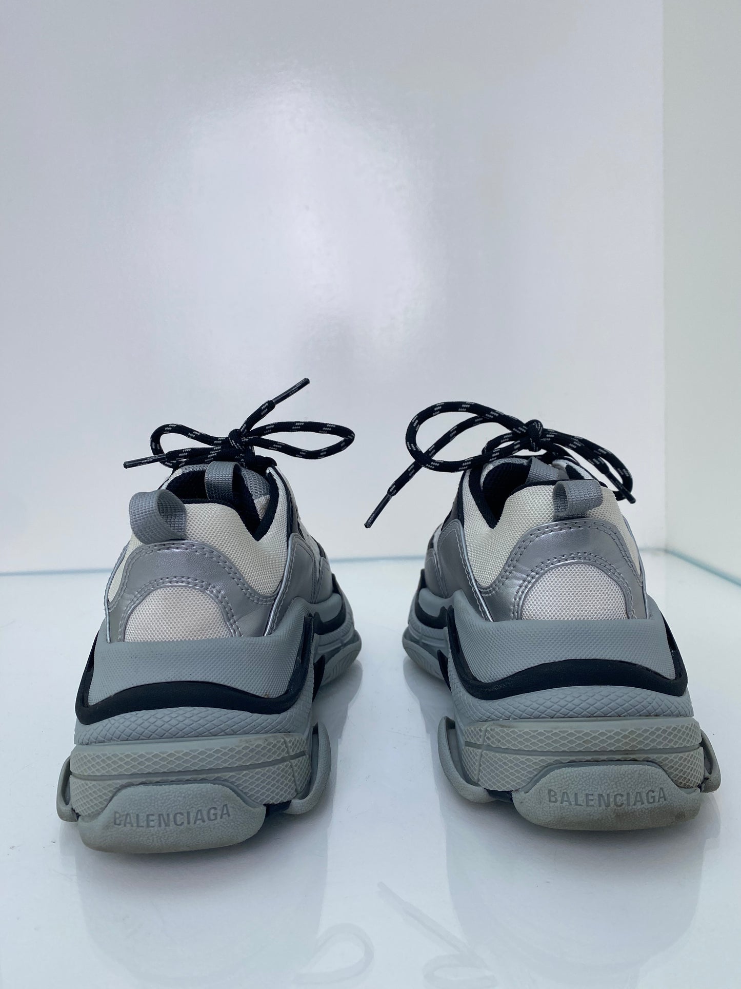 Balenciaga White, Grey, & Black Triple S Sneakers, 38