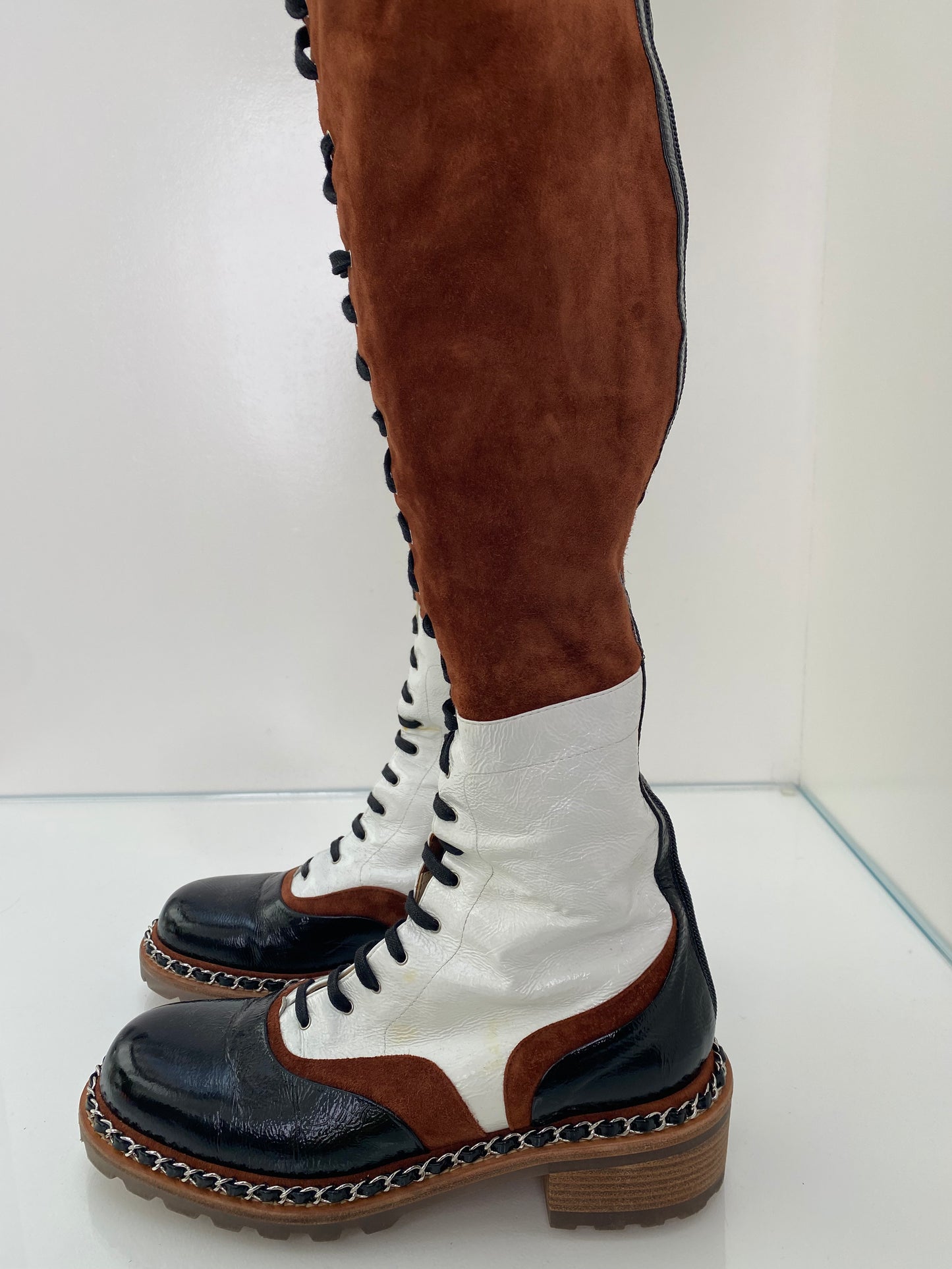 Chanel Oxford Over The Knee Boots 40