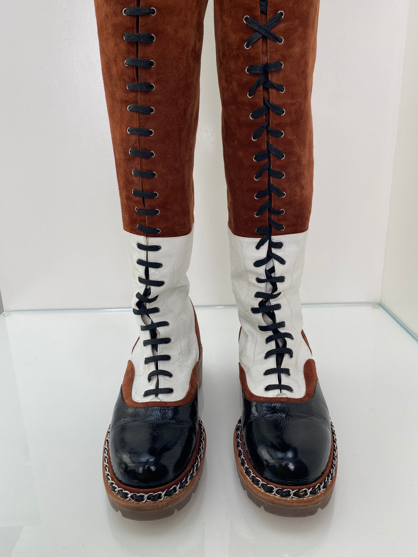 Chanel Oxford Over The Knee Boots 40