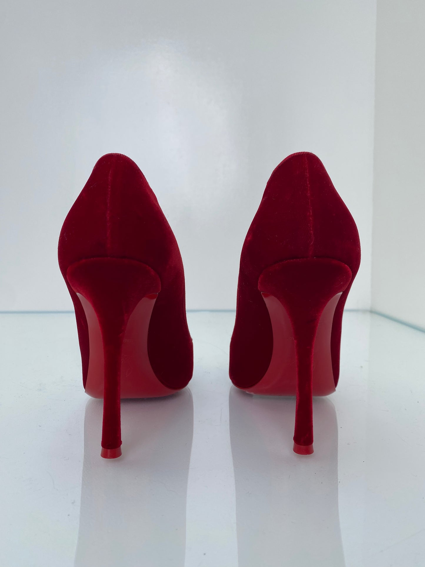 Christian Louboutin Red Velvet Pumps, 38