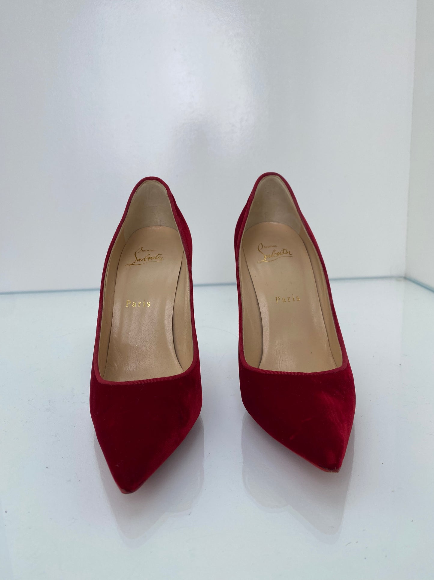 Christian Louboutin Red Velvet Pumps, 38