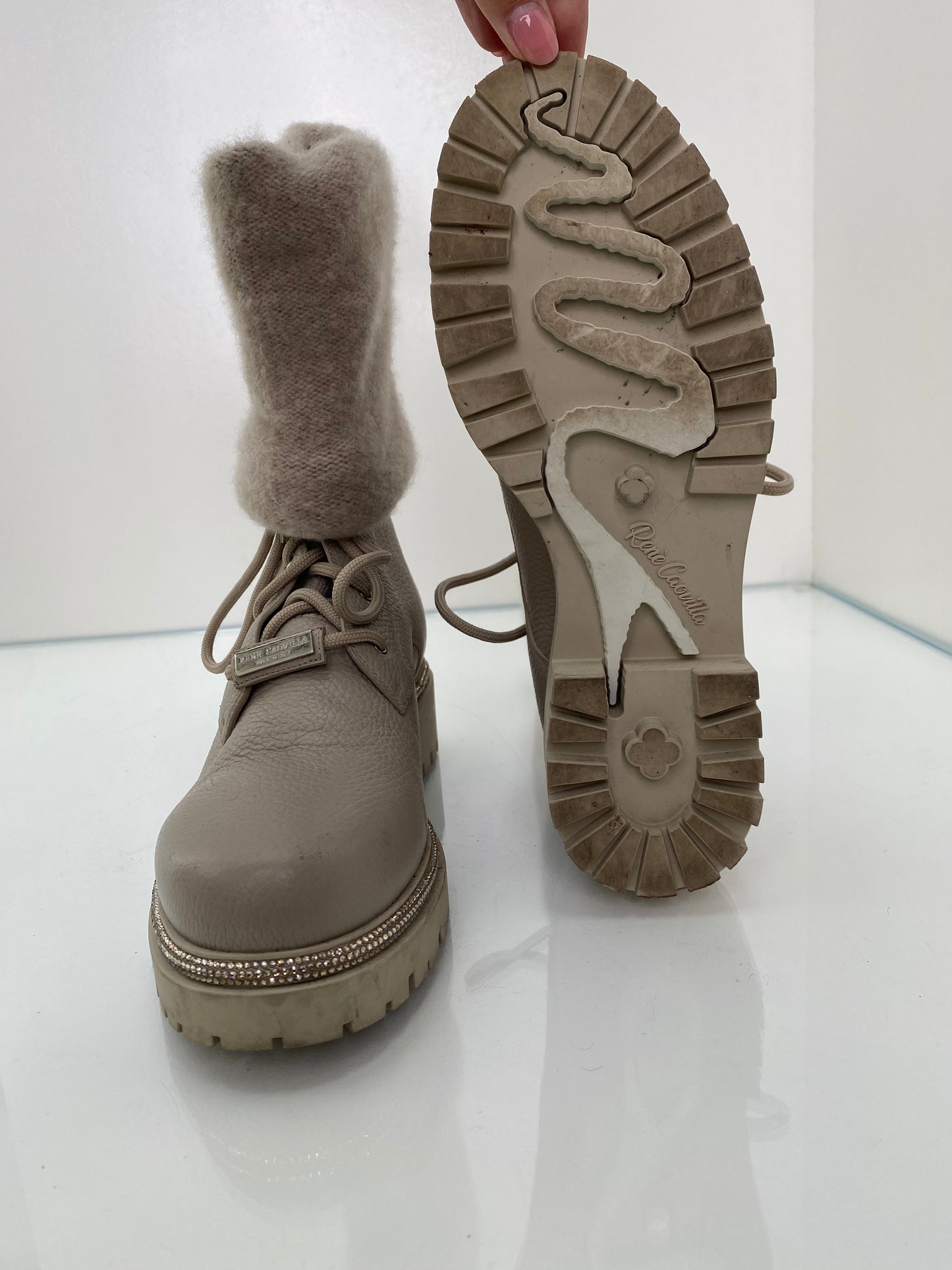 Rene Caovilla Taupe Combat Boots 38.5