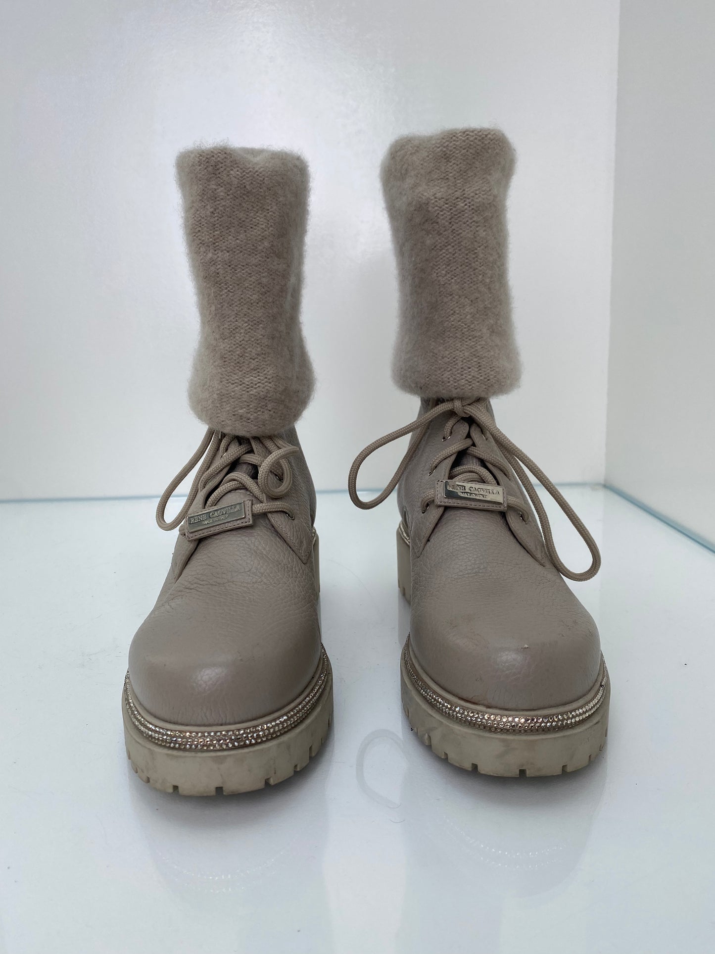 Rene Caovilla Taupe Combat Boots 38.5